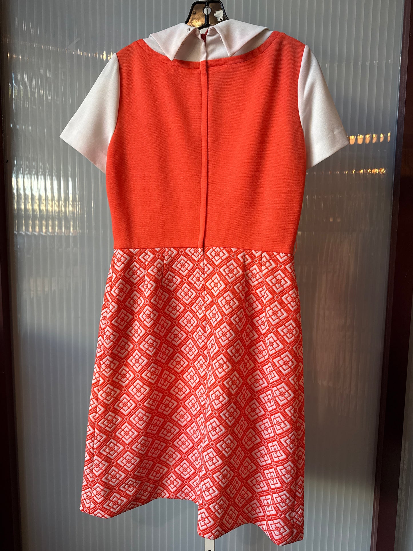 1970s Orange & White Dress