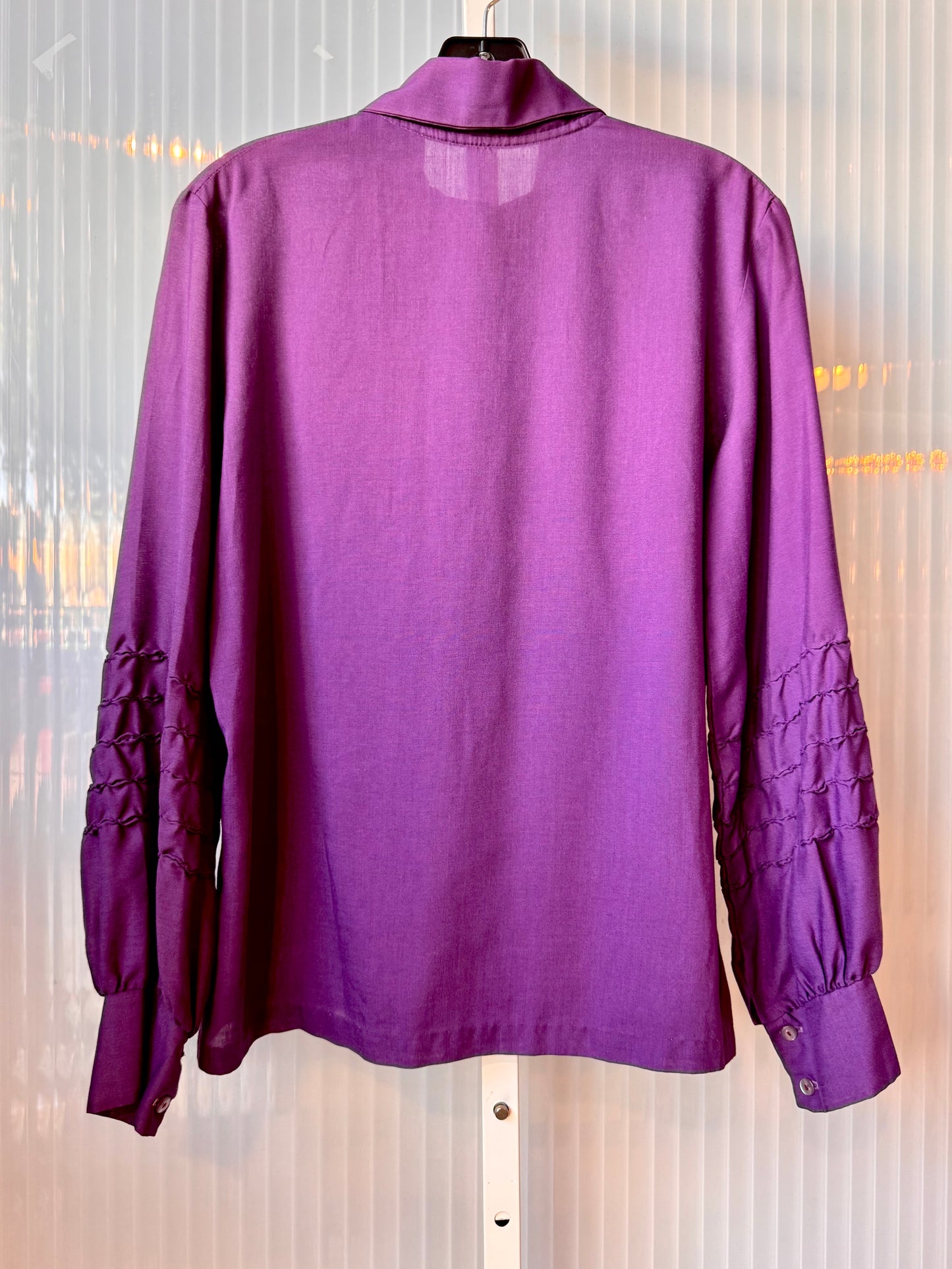 1970s Super Funky Sheer Purple Button-Up Blouse