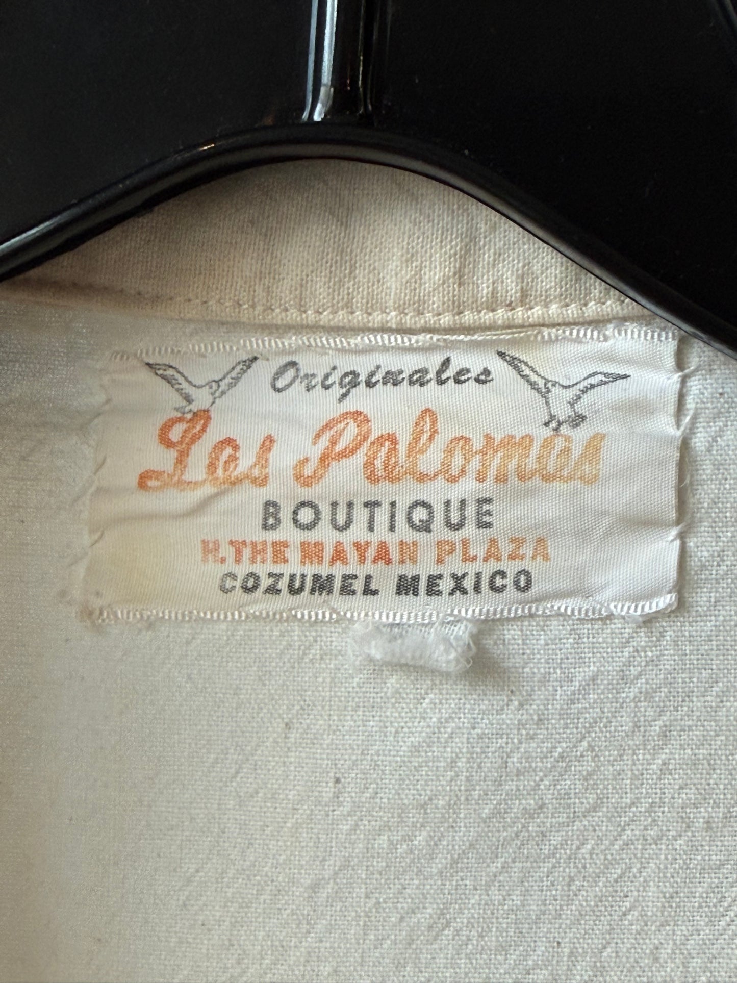 Cream Nautical Cozumel Mexican Embroidered Shirt