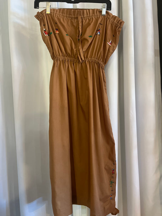 Hand Embroidered Brown Dress