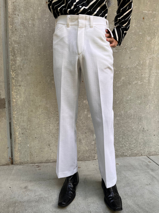 1970s White Flared Trousers
