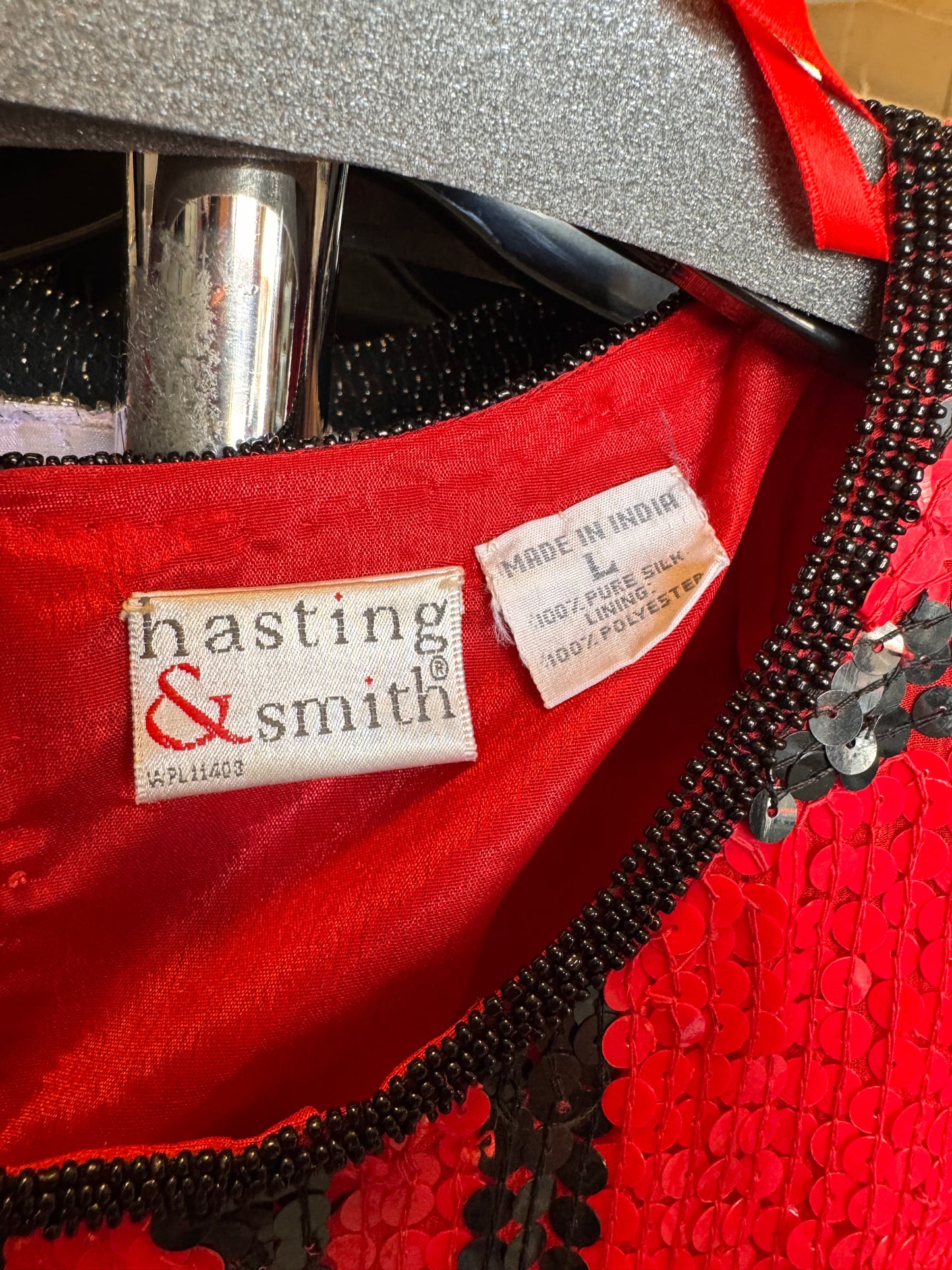 1990s Hasting & Smith Red Sequin Top