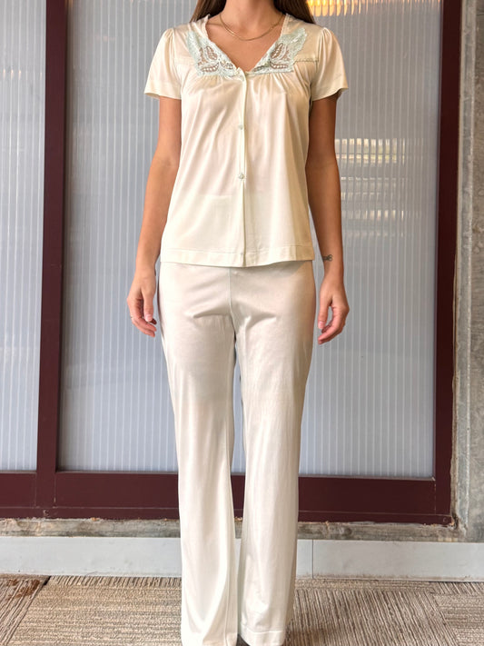 1960s Texsheen Green 2-piece Pajama Ser