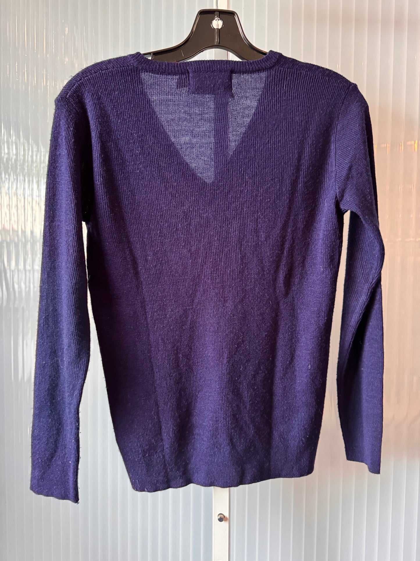 1950s Floral Embroidered Navy Blue Sweater