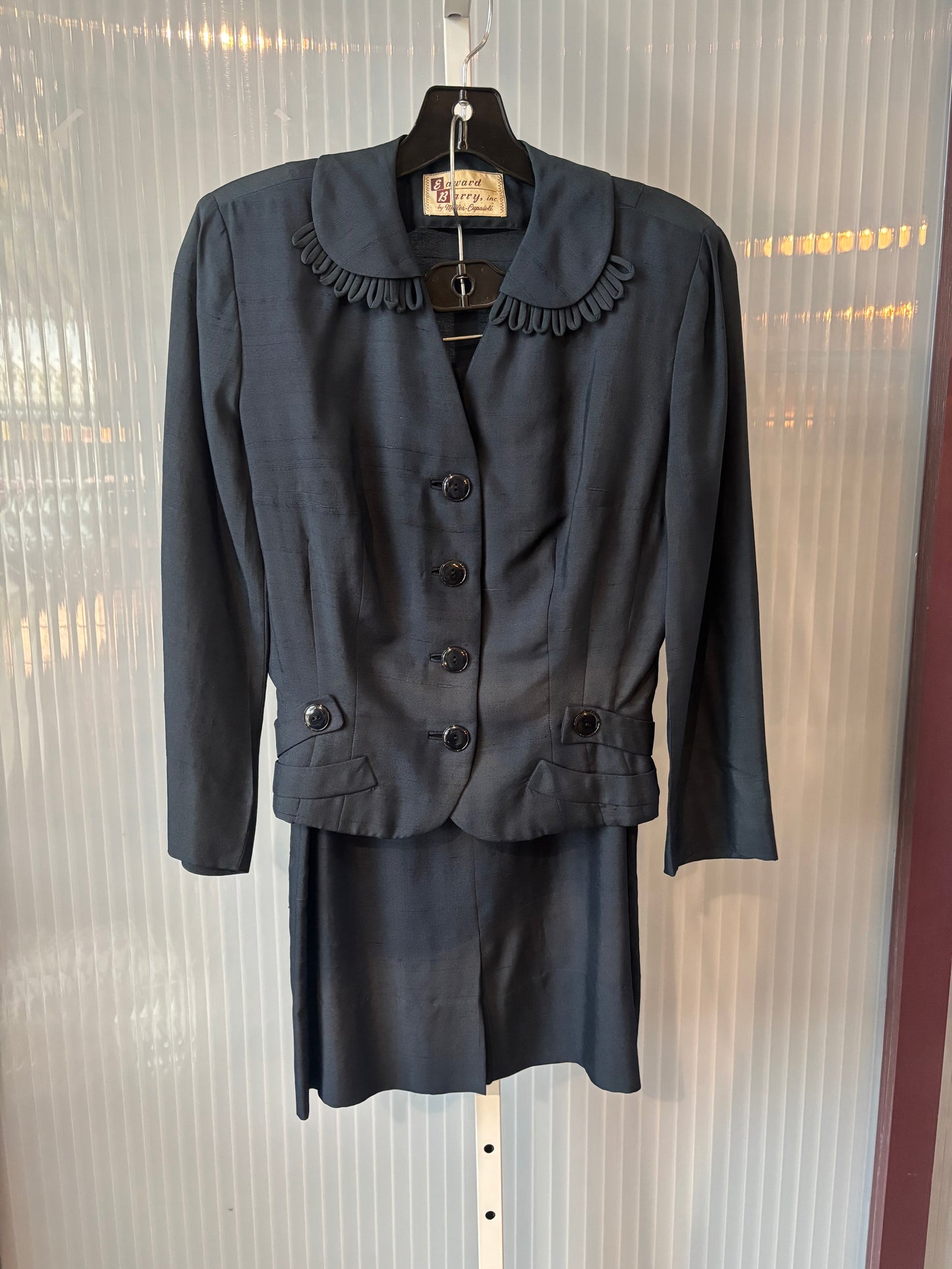 1940s Edward Barry Navy Blue Skirt & Jacket