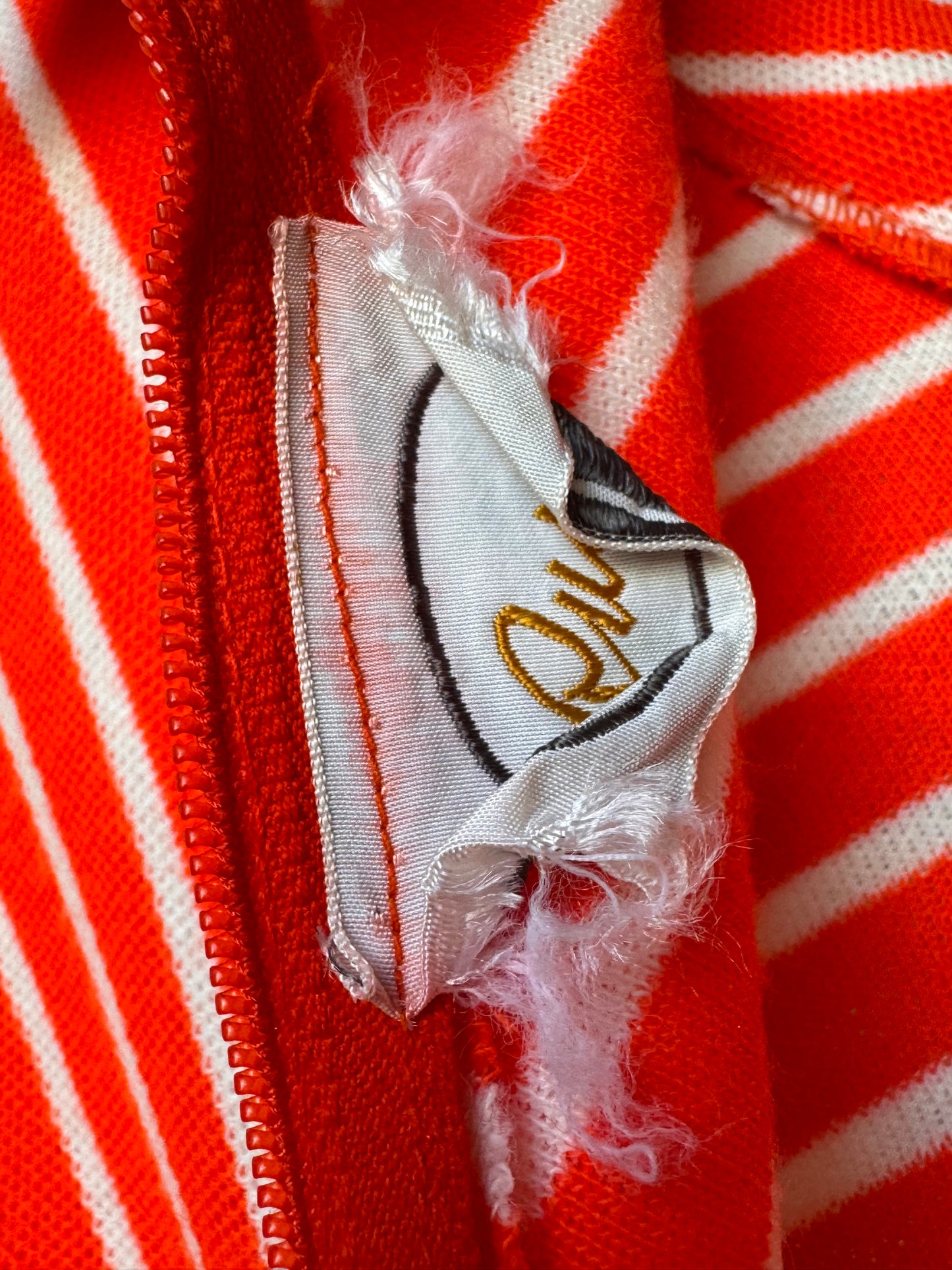 1960s Orange & White Striped Collared Shift Dress