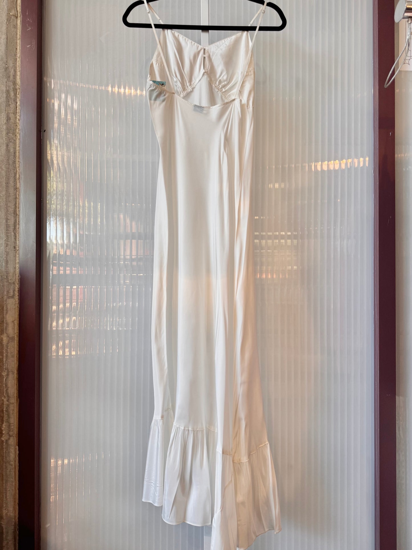 1950s White Rayon Slip Dress