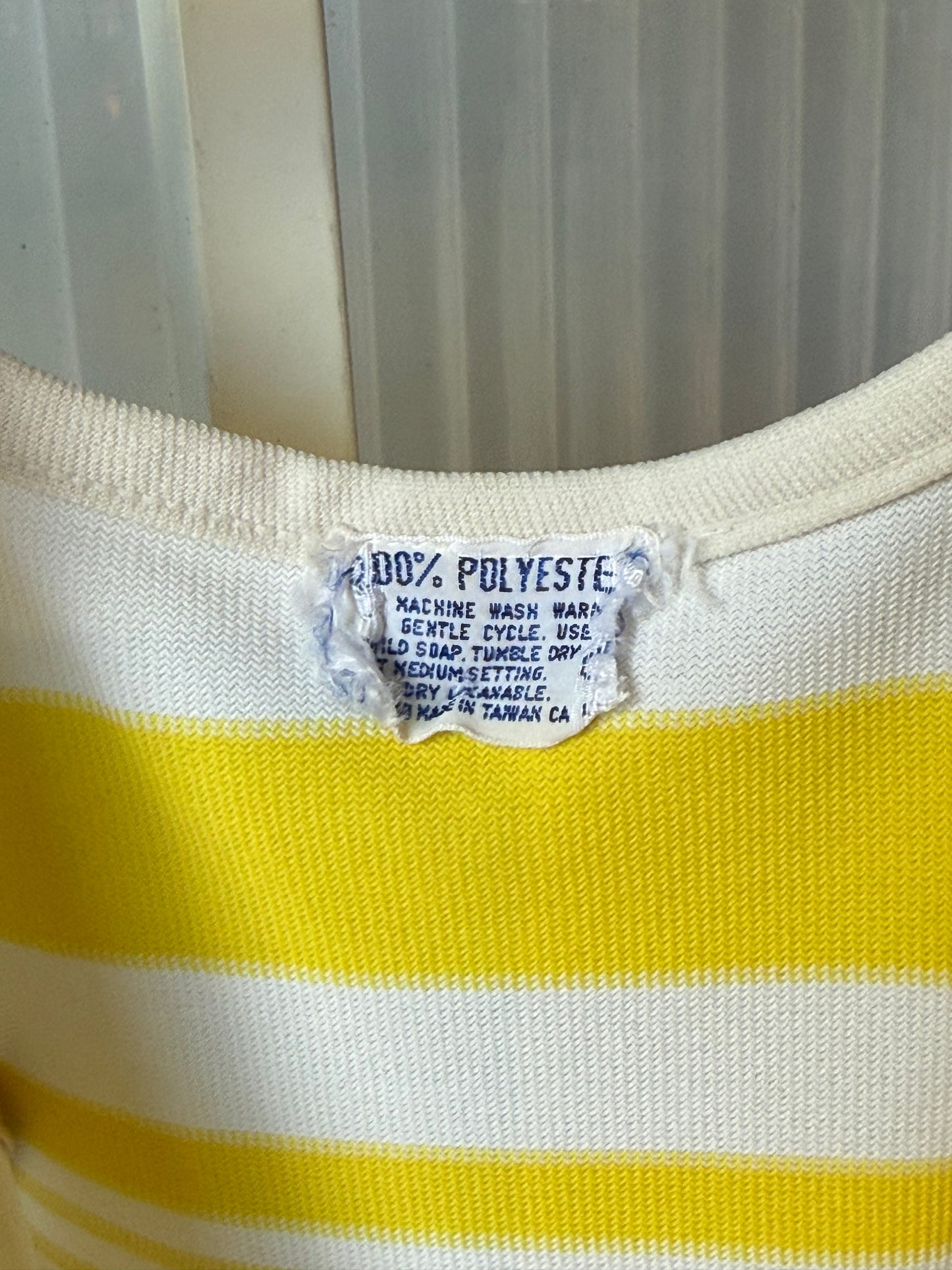 1970s White & Yellow Striped Tank Top