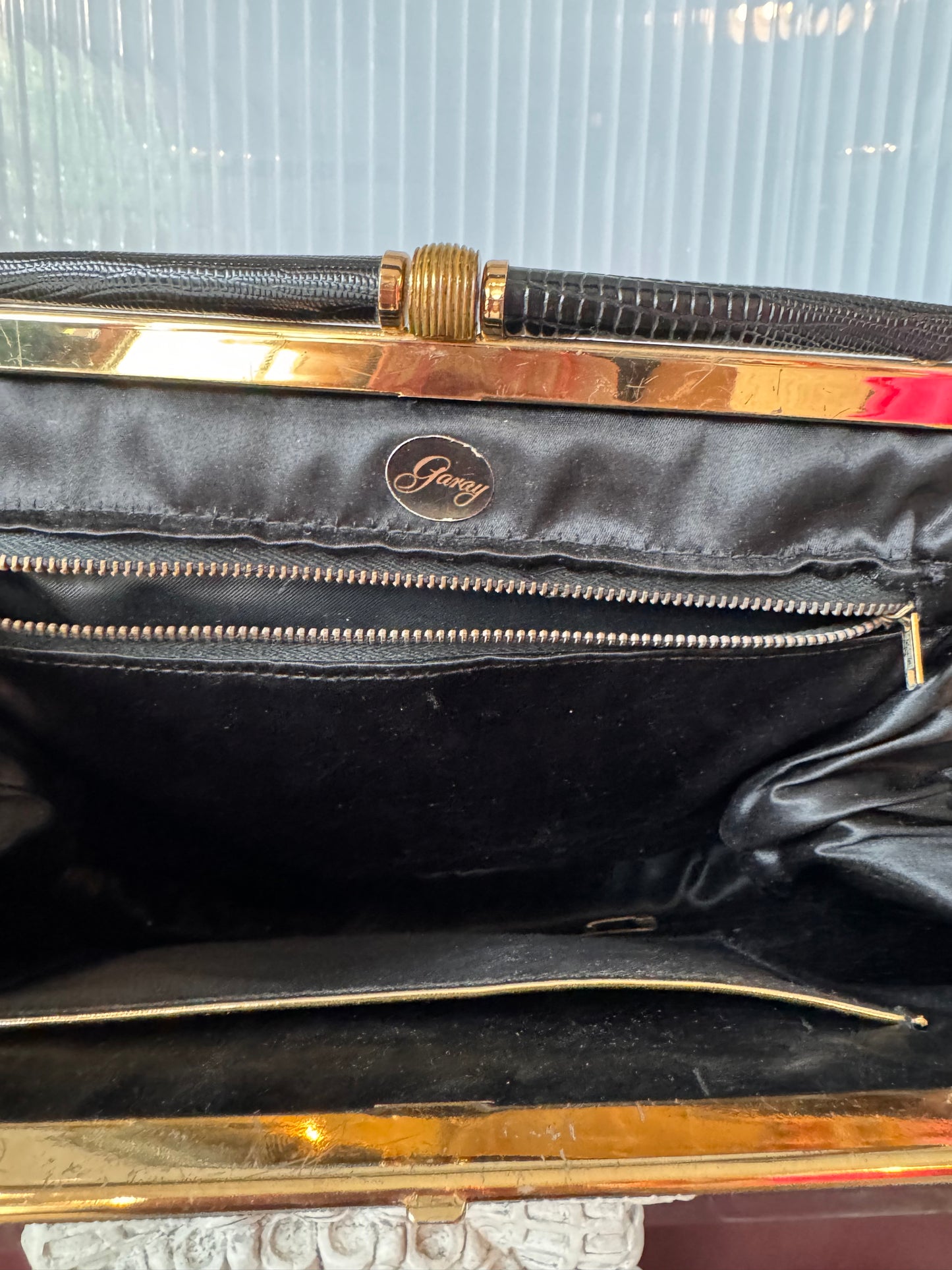 1950s Black Reptile Skin Purse