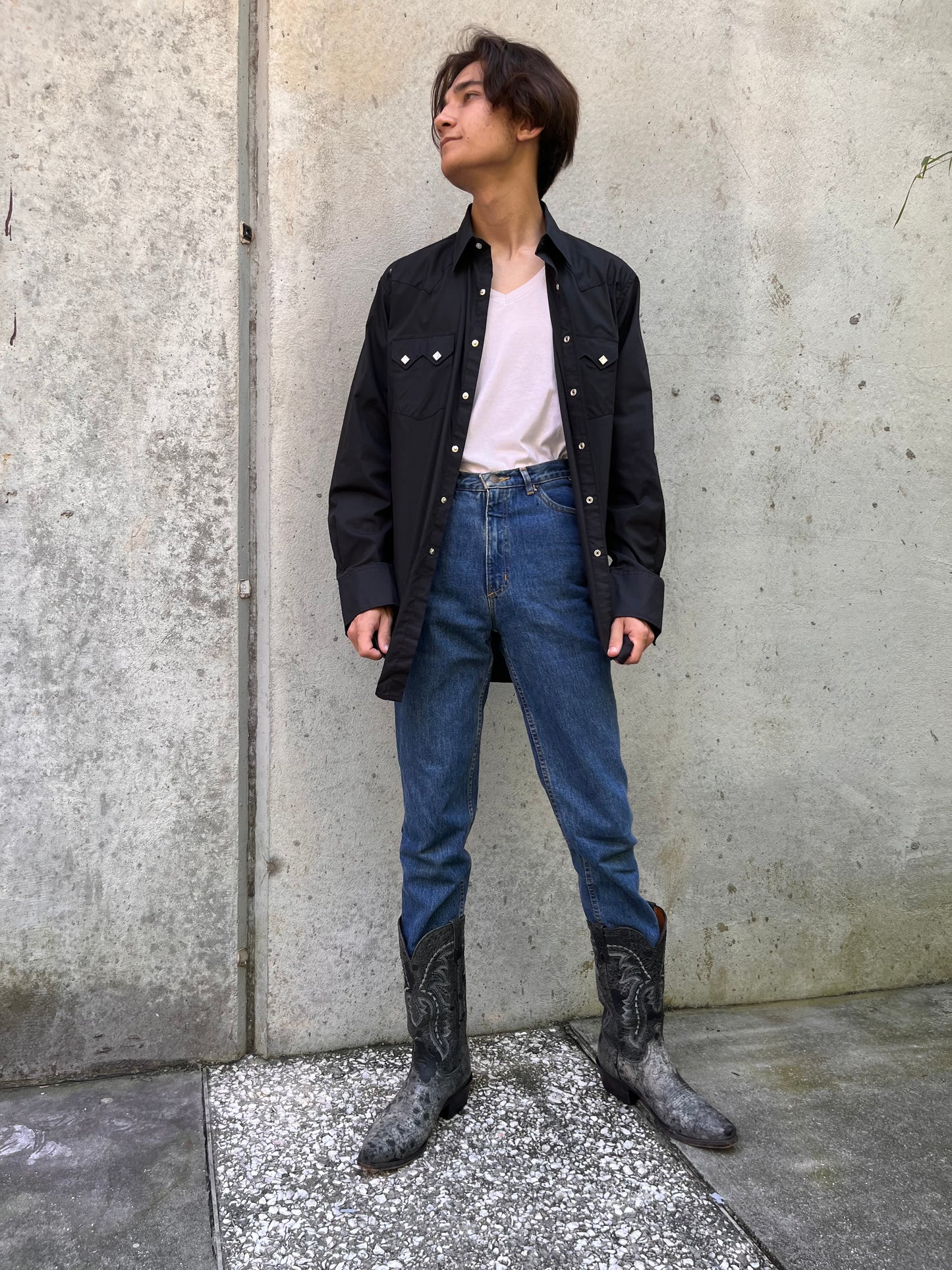 2000s White Horse Black Western Shirt