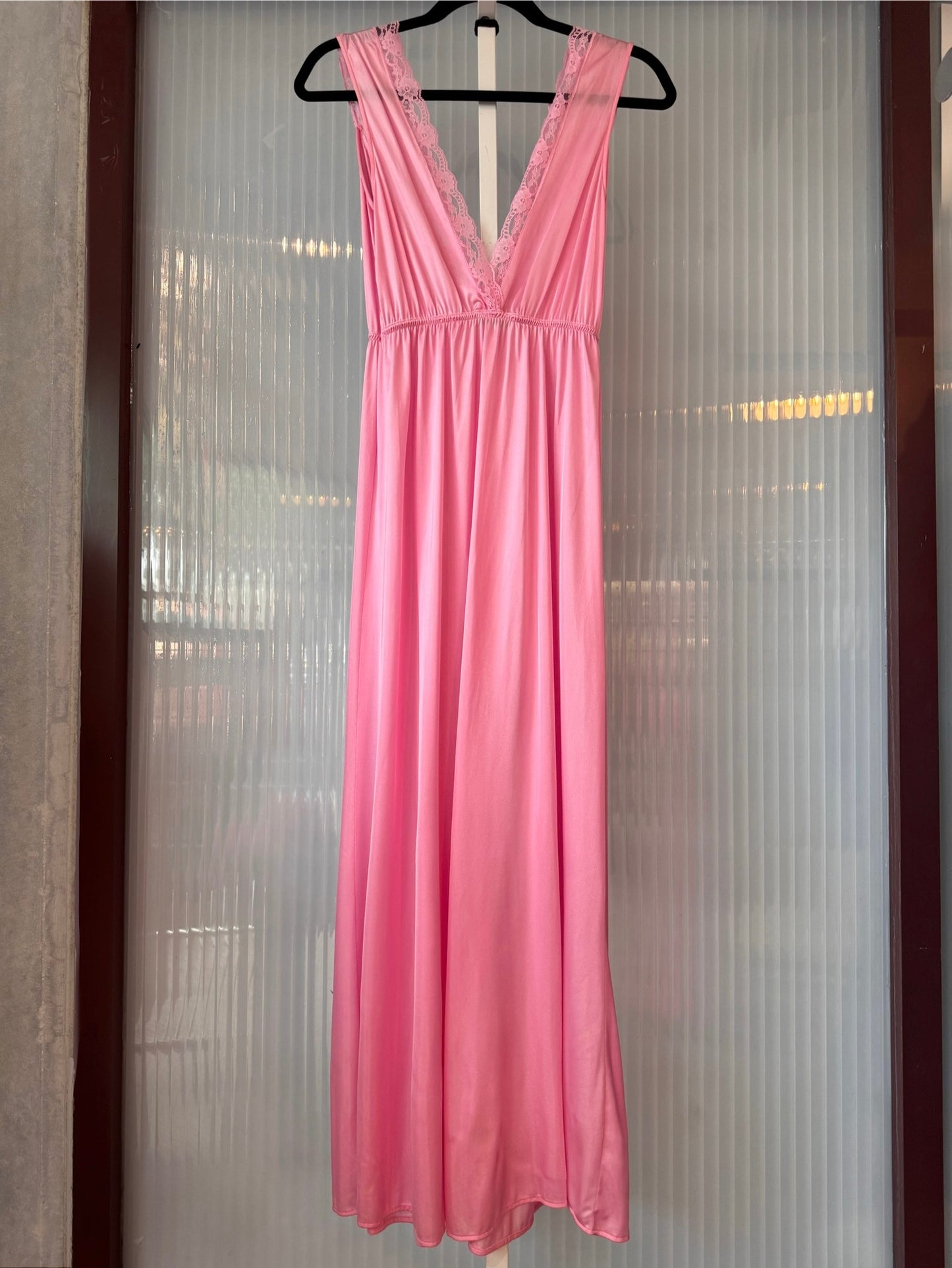 1970s Pink Peignoir Robe + Nightgown Set