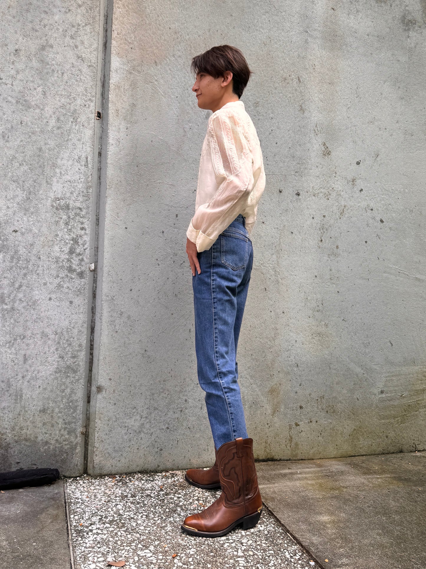 1980s Sheer Eyelet Button-up Shirt