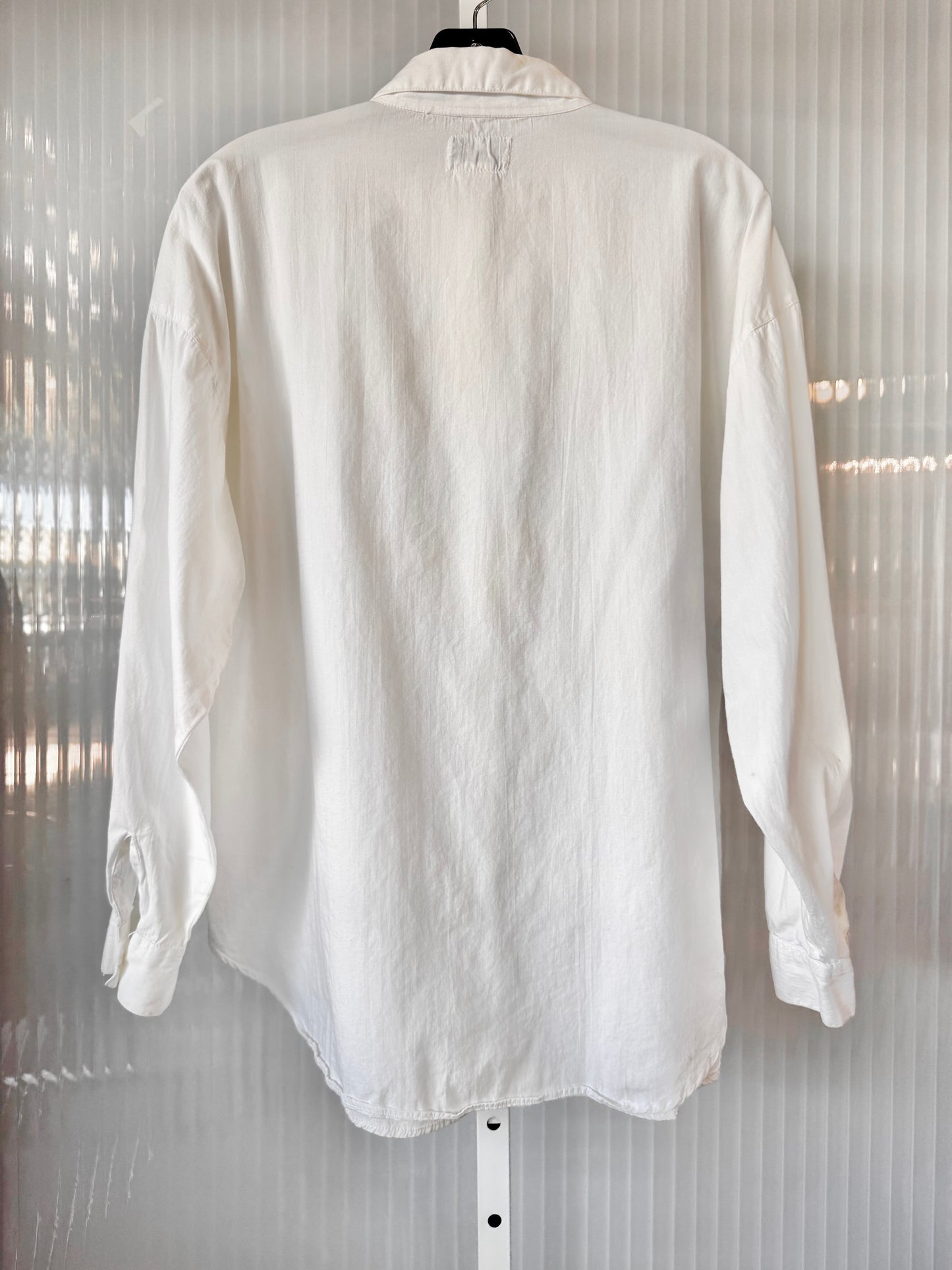 1990s White Fringed Western Button Up Shirt