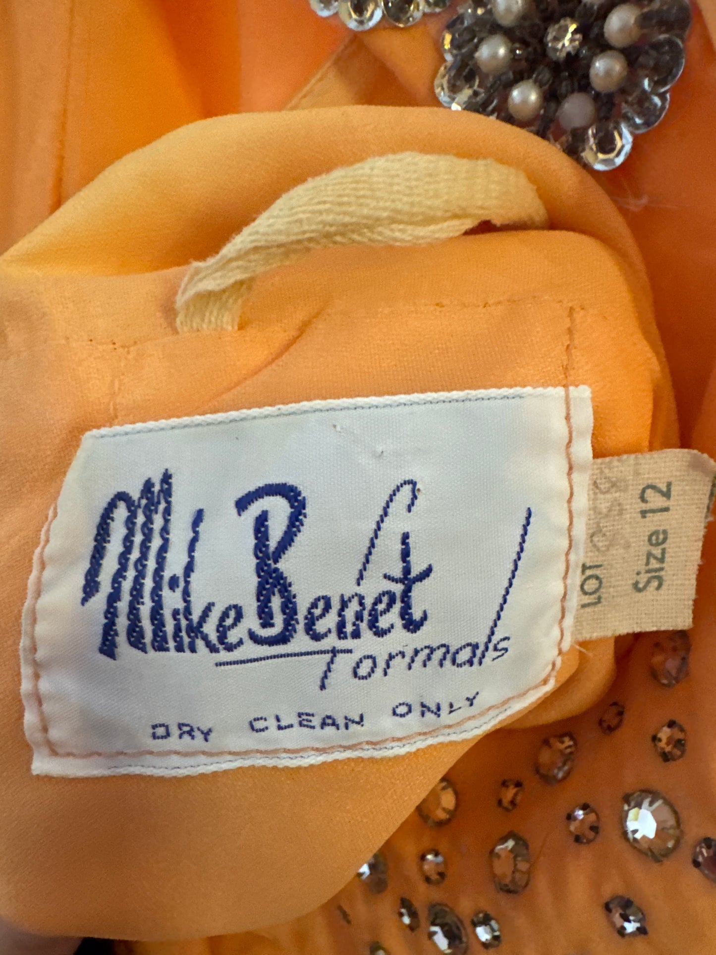 1970s Peach Chiffon Gown