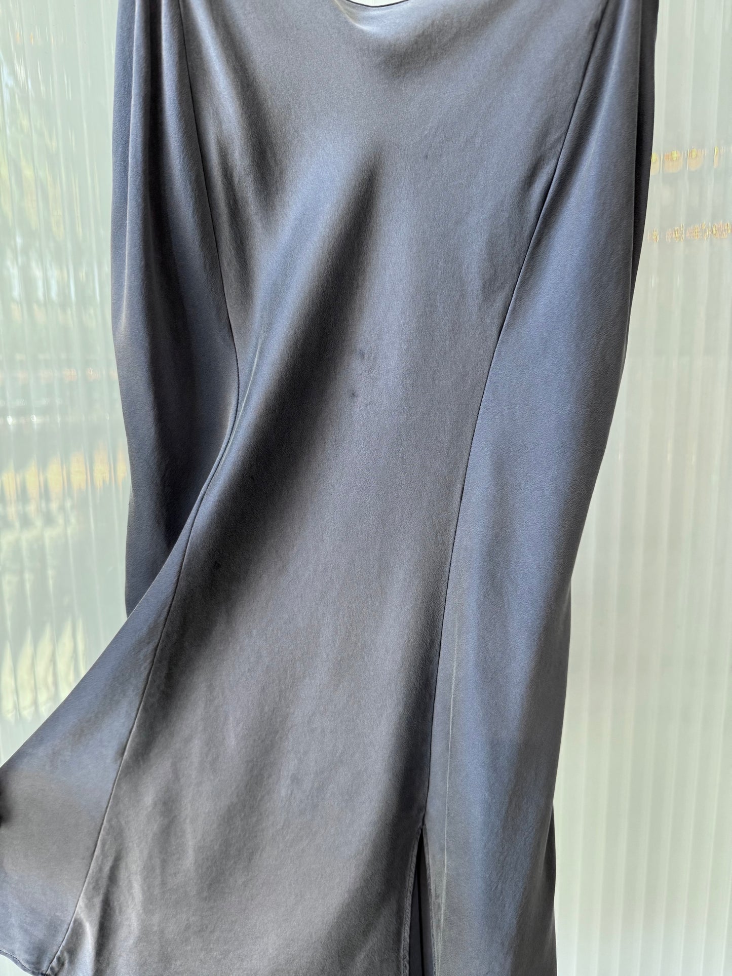 2010s Victoria Secret Charcoal Gray Silk Slip Dress