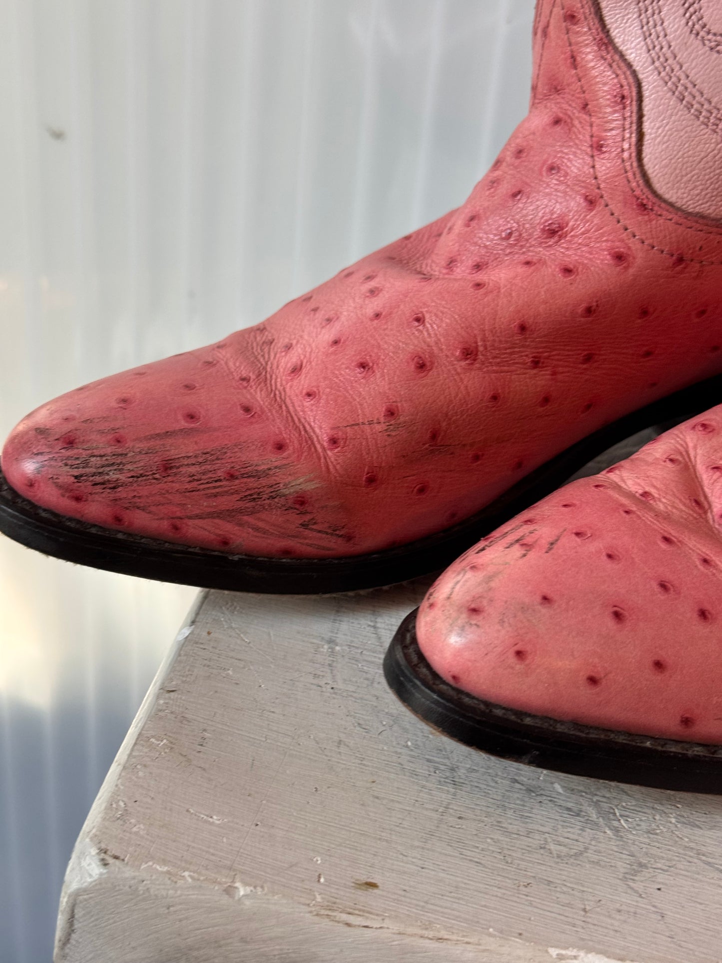 Pink Ostrich Leather Western Boots