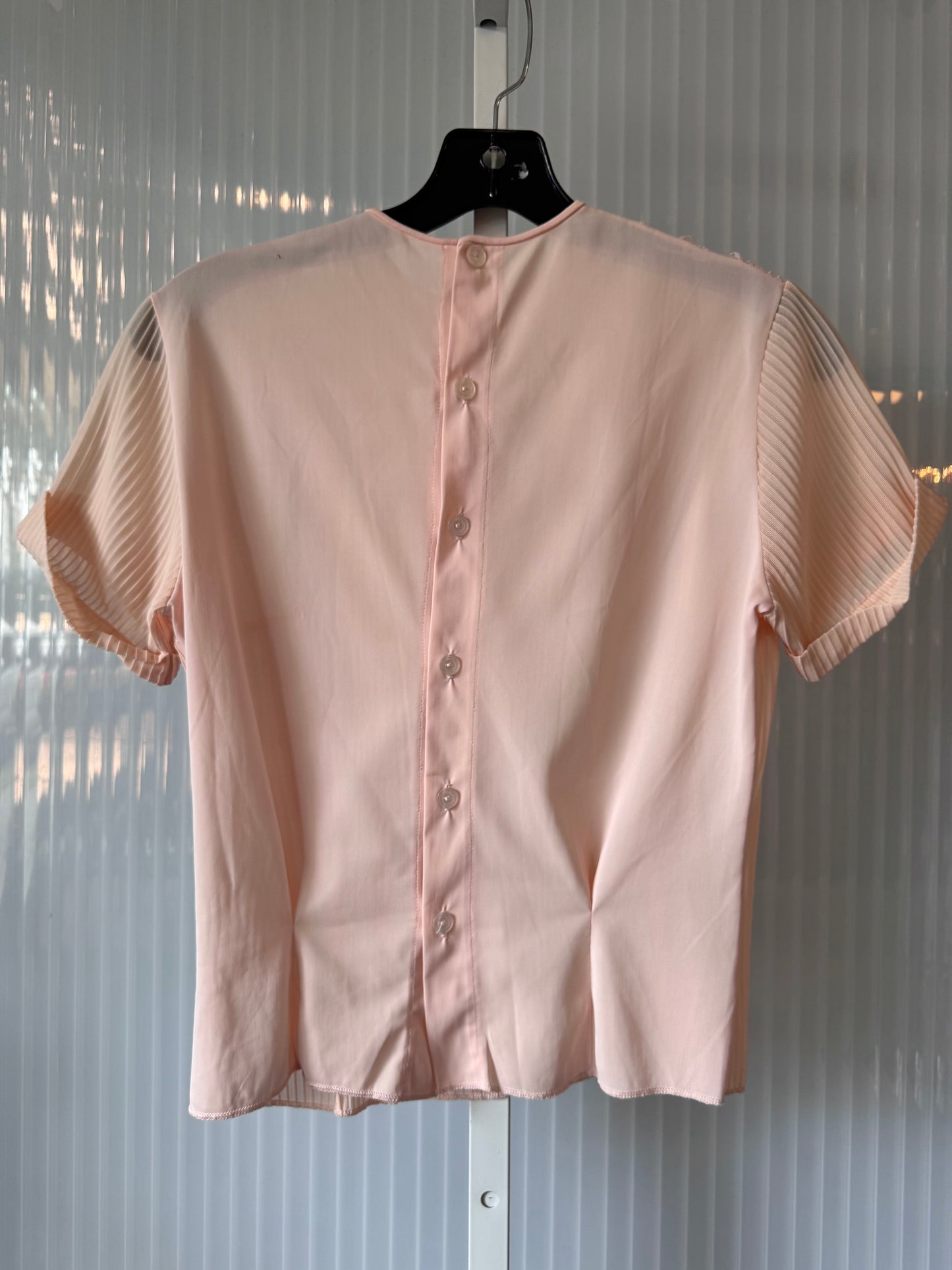 1960s Sheer Pink Ruffled Pin-tuck Blouse