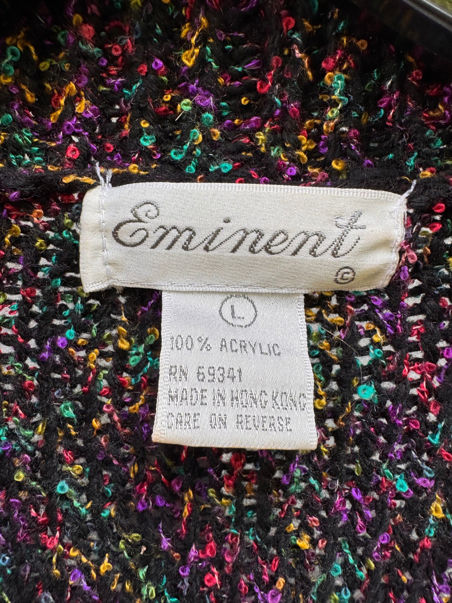 1980s Multicolor Black Sweater Cardigan