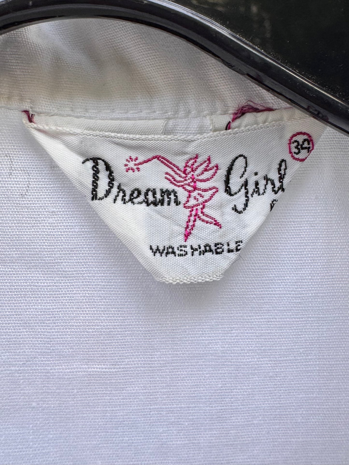 1960s White Blouse with Horse Carriage Print Detail