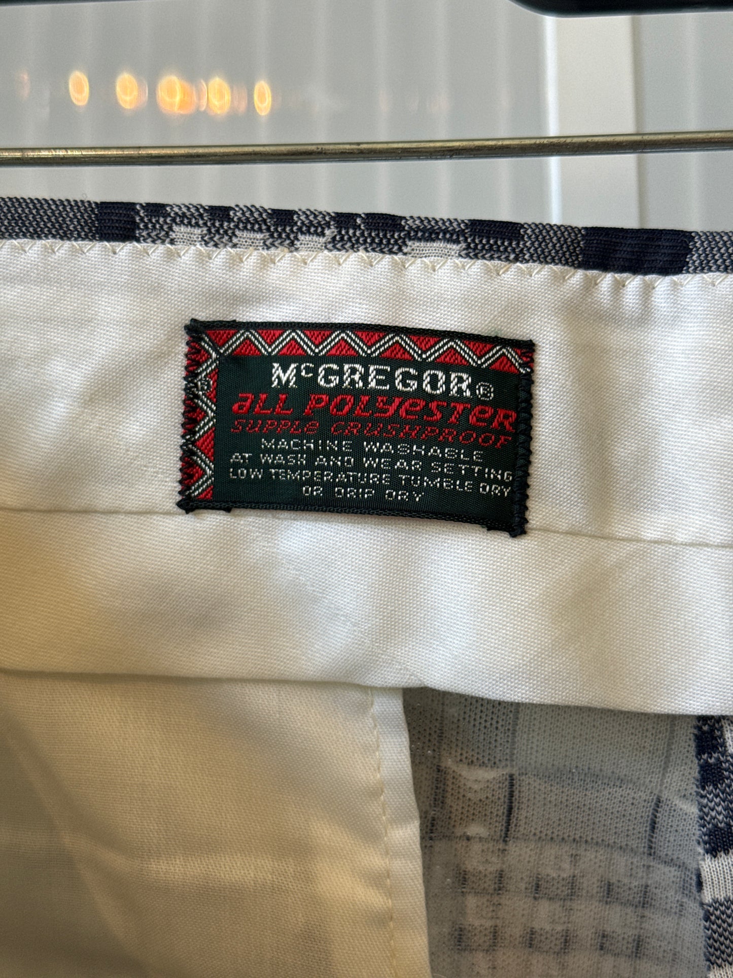 1970s Checkered Navy and White Pants