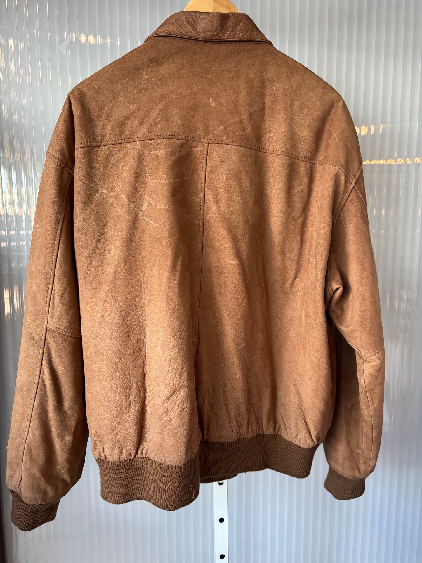 Honeywell & Tod Brown Leather Jacket w/ NA Chart Lining XL