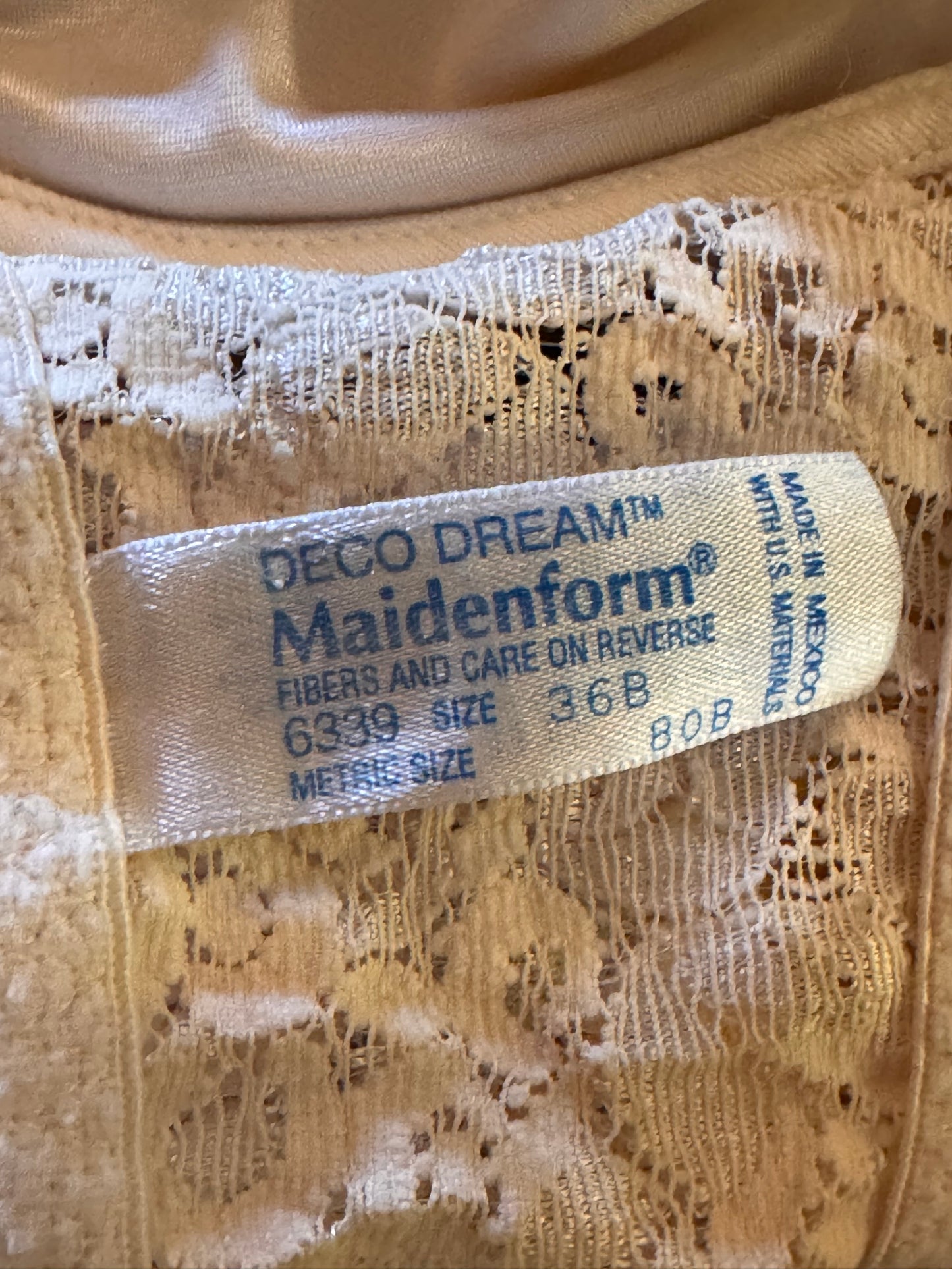 1970s Maidenform Deco Dream Cream Bra