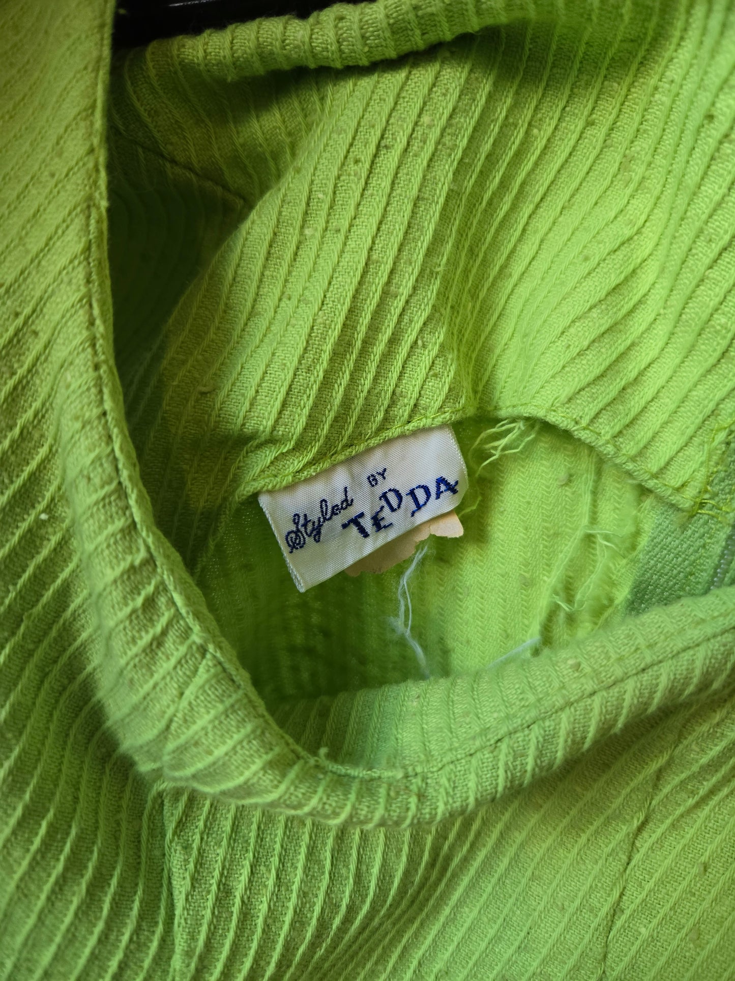 1960s Lime Green Textured Shift Dress
