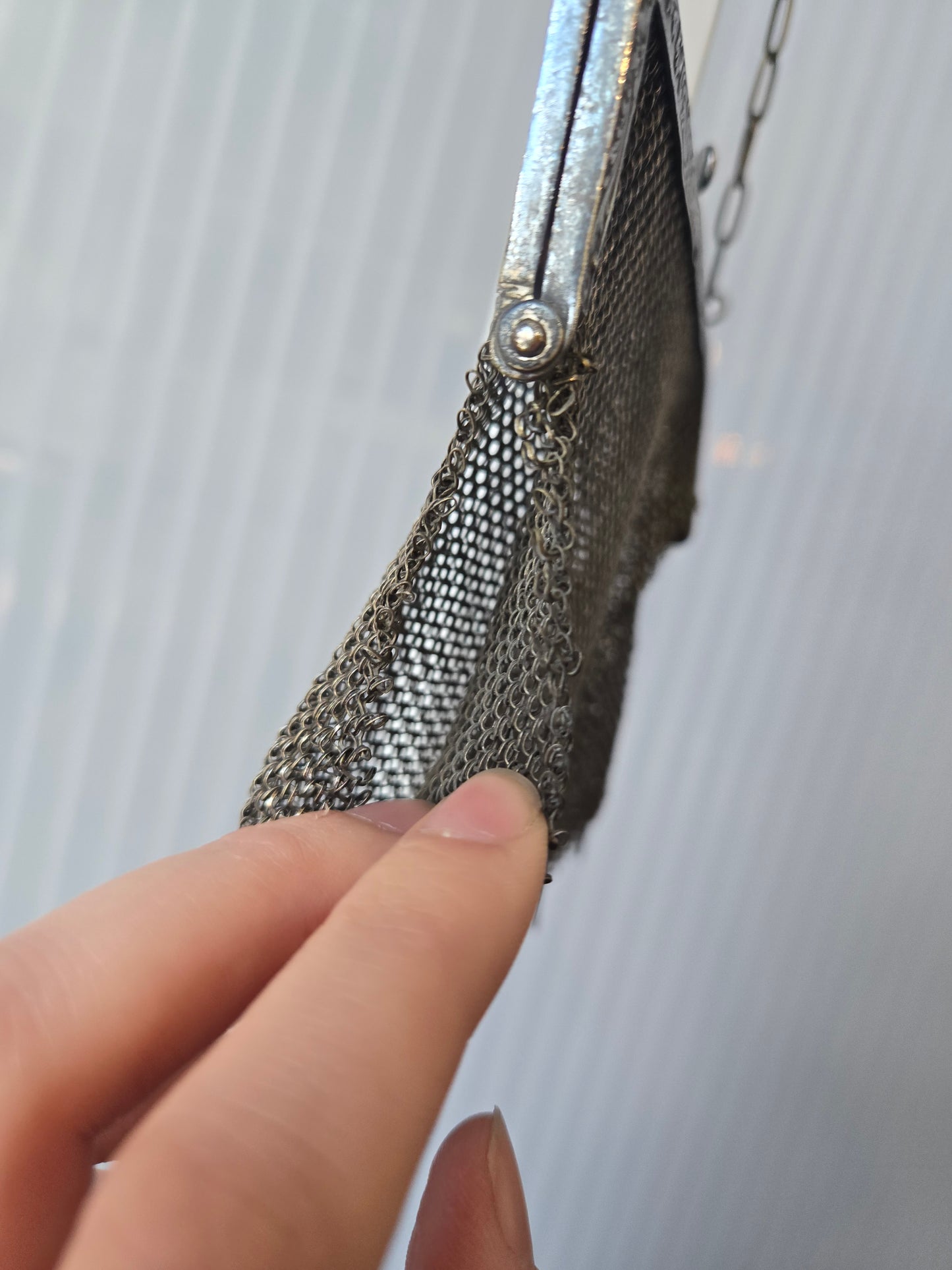 1920s German Silver Floral Chainmail Flapper Purse