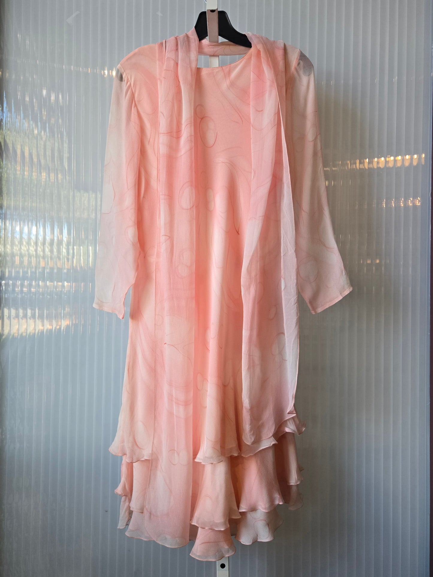 1980s Yolanda Lorente Pink Silk Dress