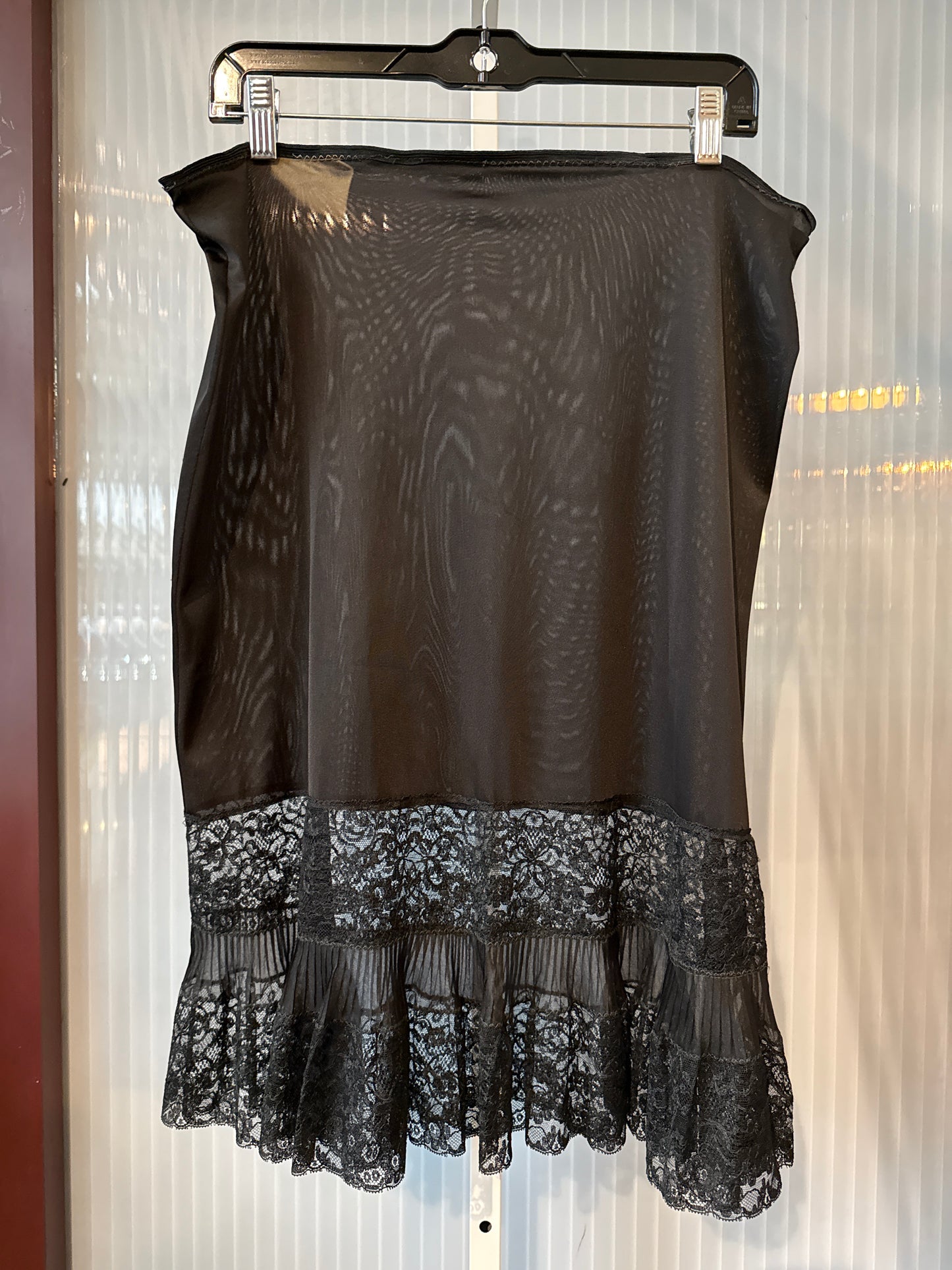 1950s Black Skirt Slip with Lace Bottom