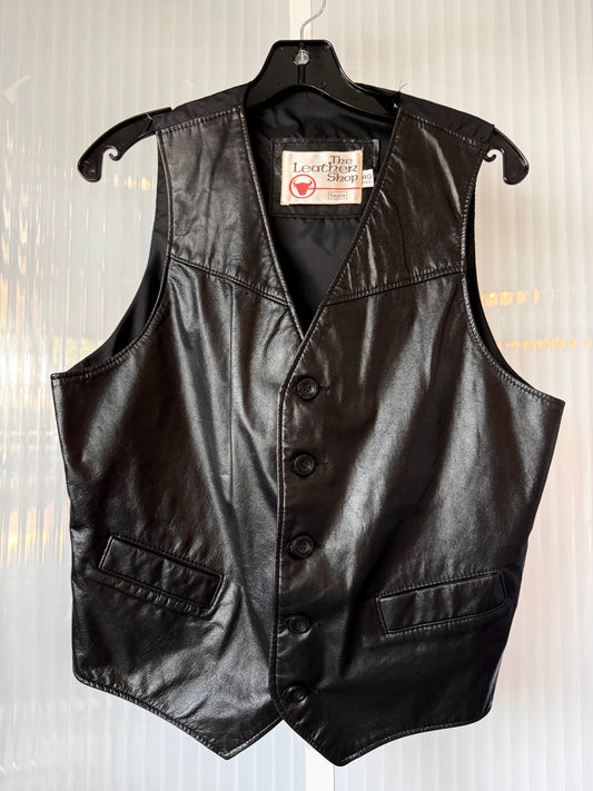 1970s Sears Black Leather Vest