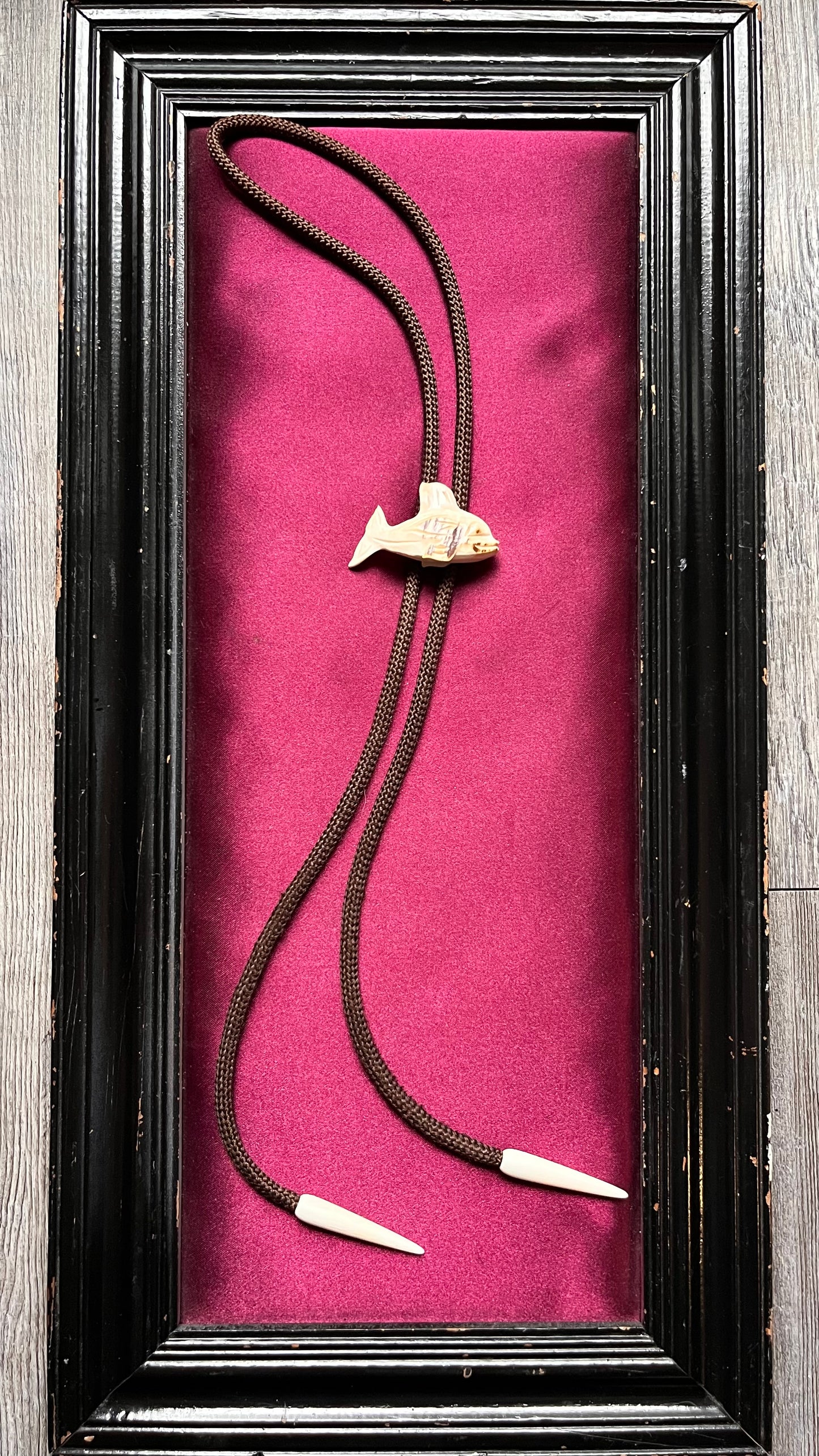Carved Shell Fish Bolo Tie