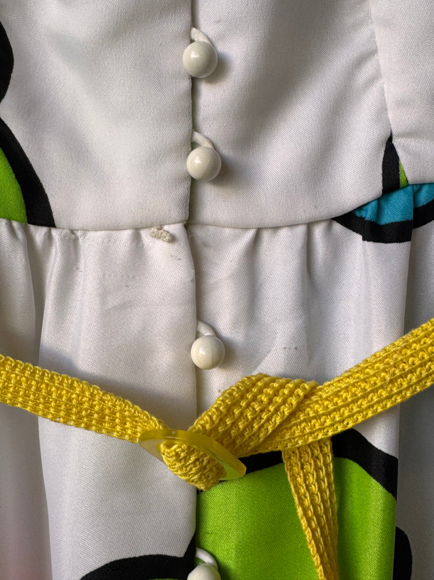 1960s/70s White Long-Sleeve Cartoon Dress
