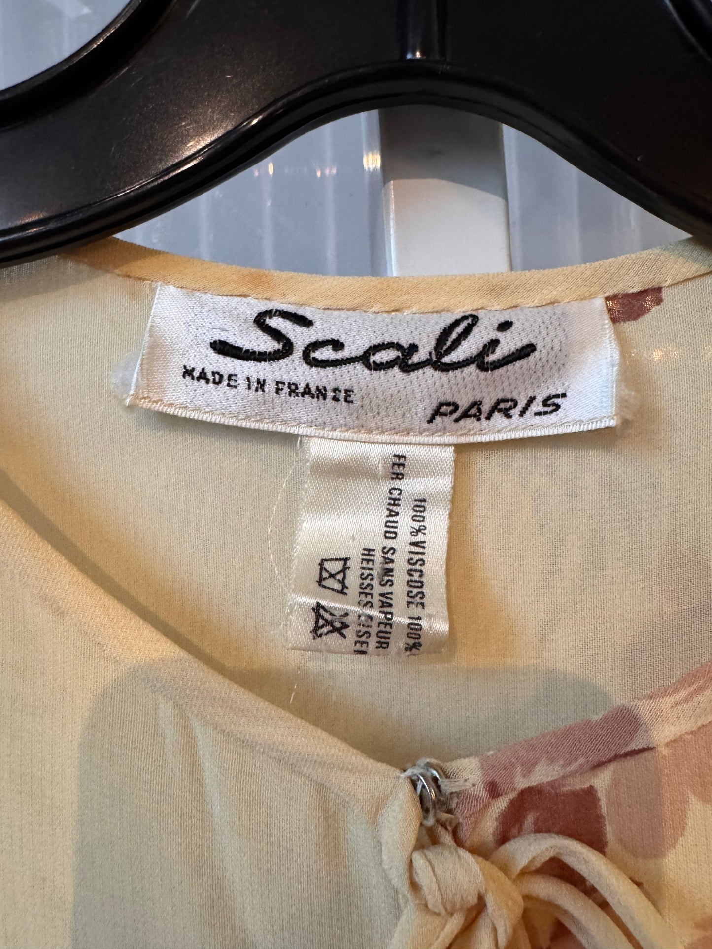 1980s Cream & Mauve Floral Maxi Dress