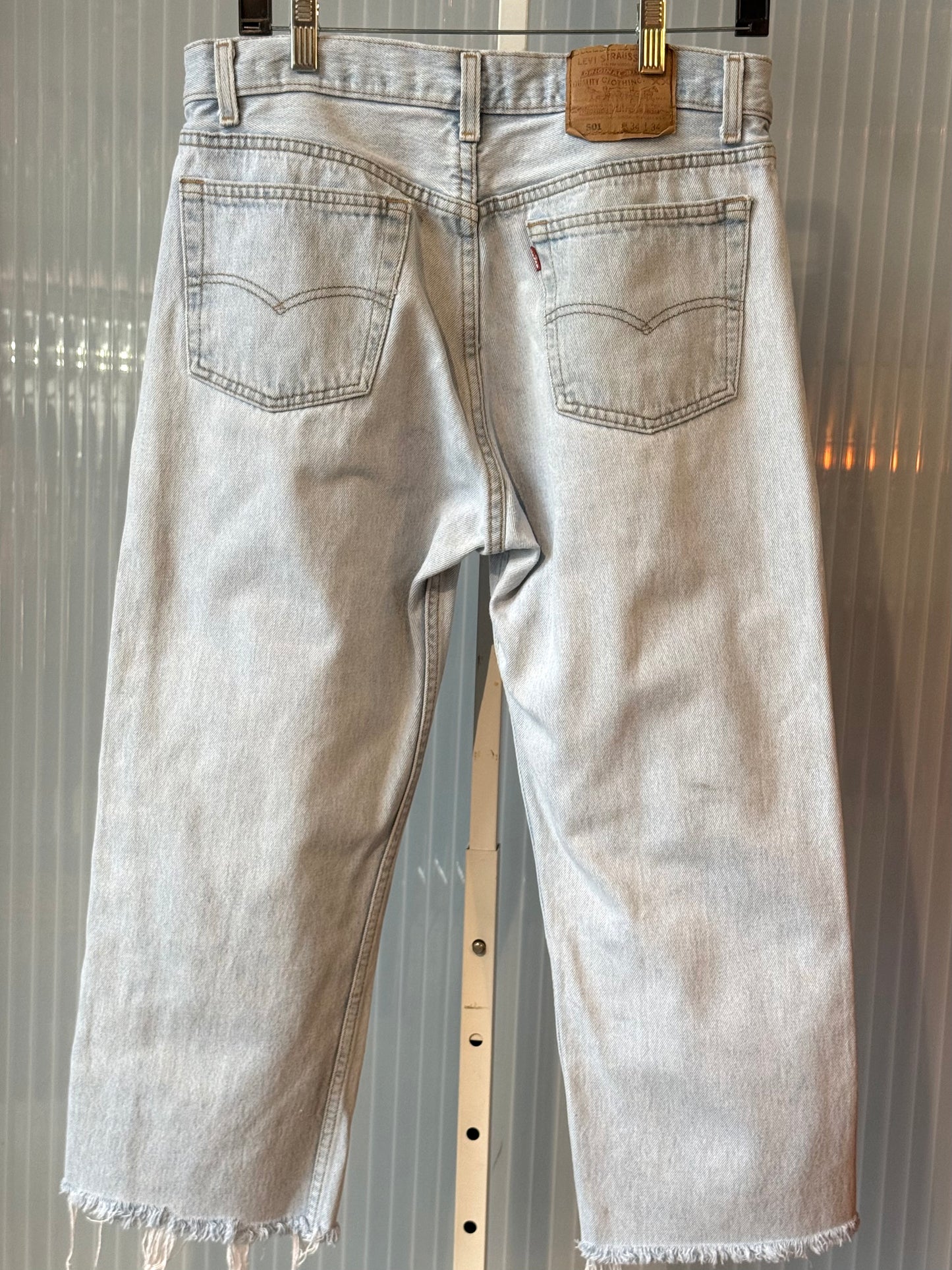 Levi’s 501 Frayed Light Wash Blue Denim Jeans