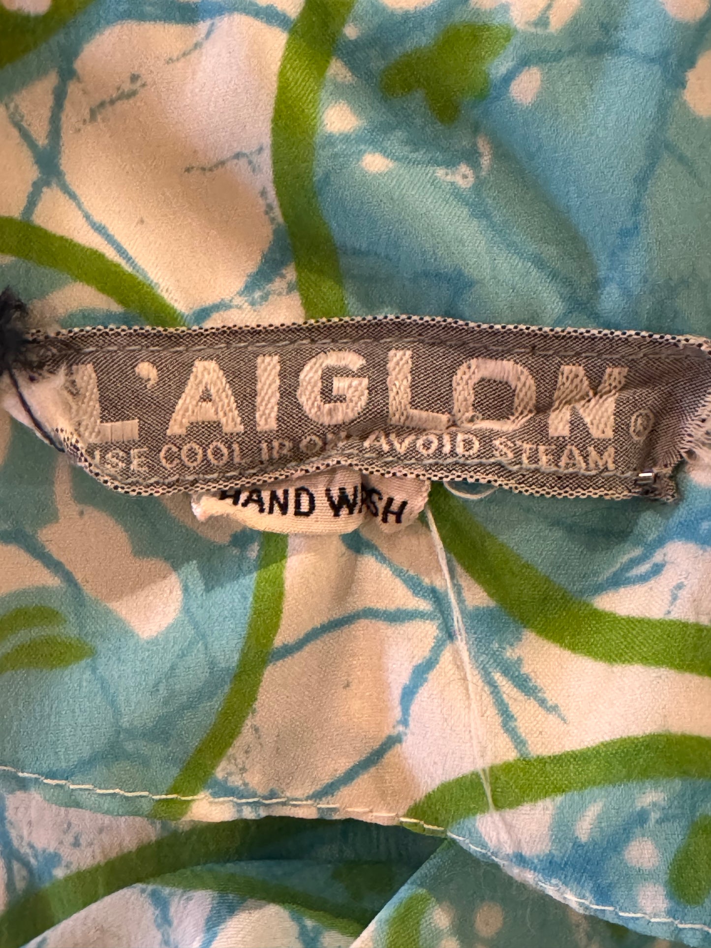 1950s L'aiglon Blue & Green Lilypad Dress