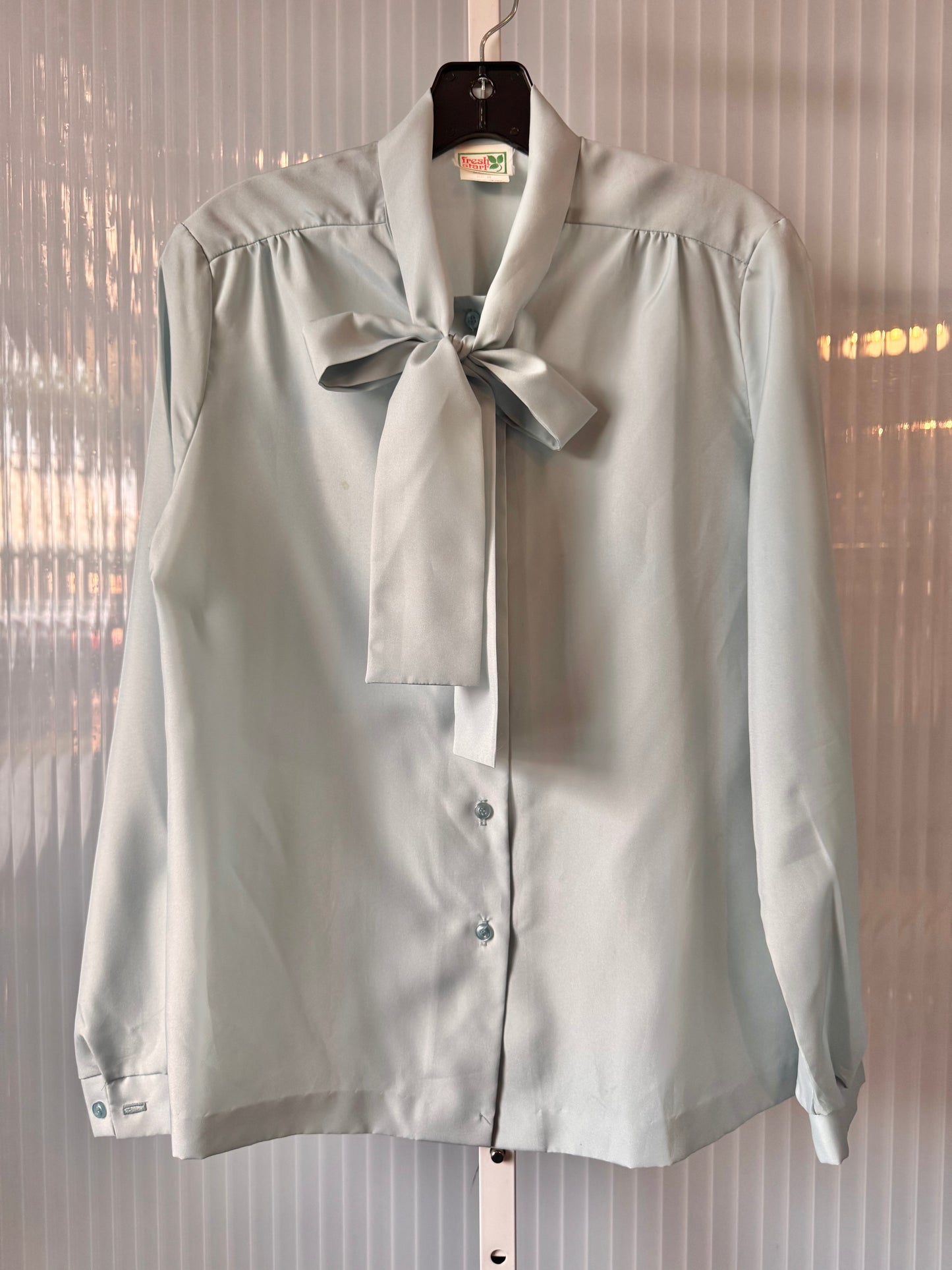 1970s Blue-Gray Button Up Blouse