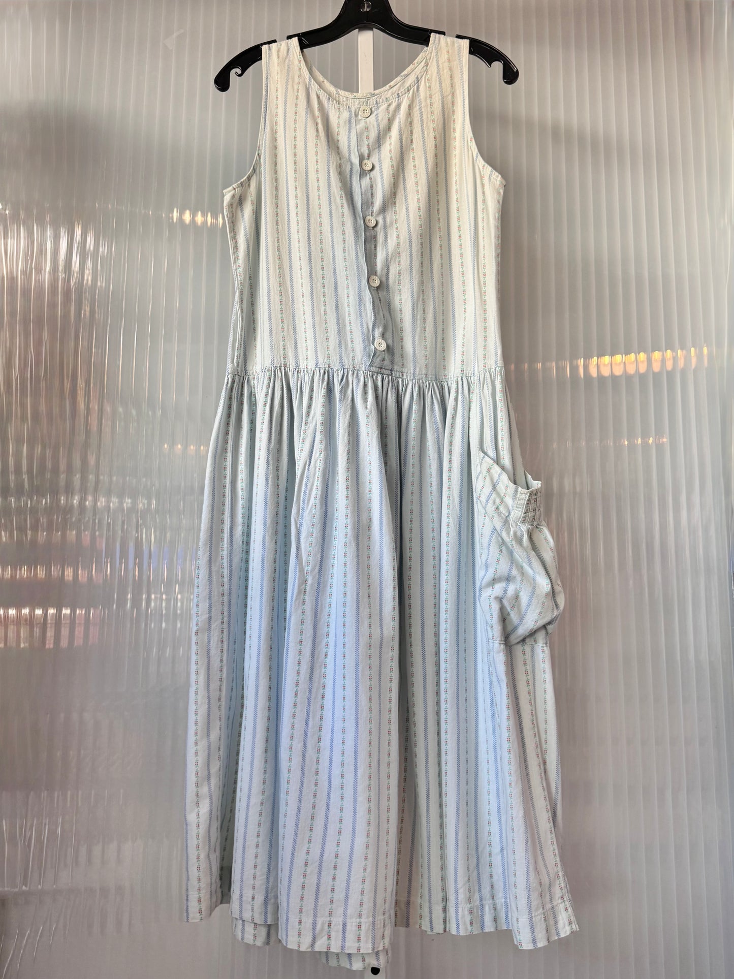 1980s Blue & White Feedsack Dress