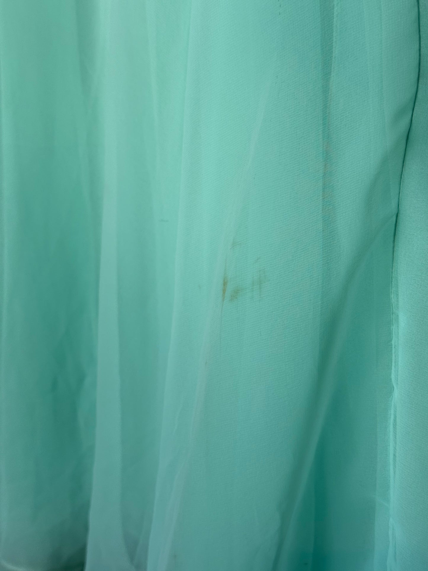 1970s Aqua Blue Empire Waist Flowing Evening Gown