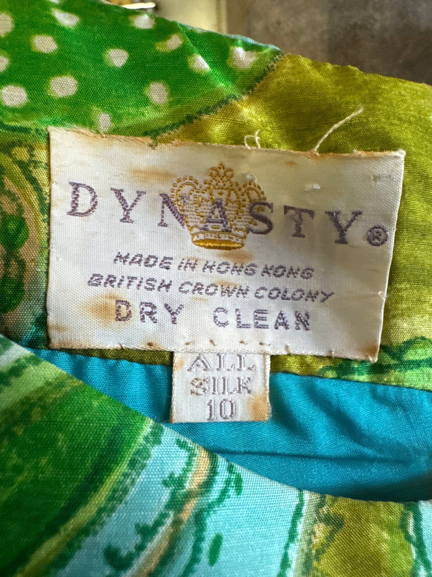 1960s Blue & Green Paisley Shift Dress