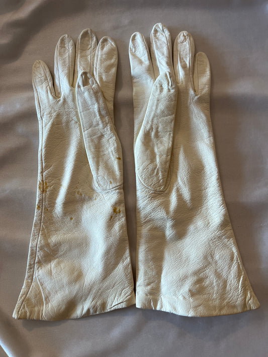 White Leather Gloves