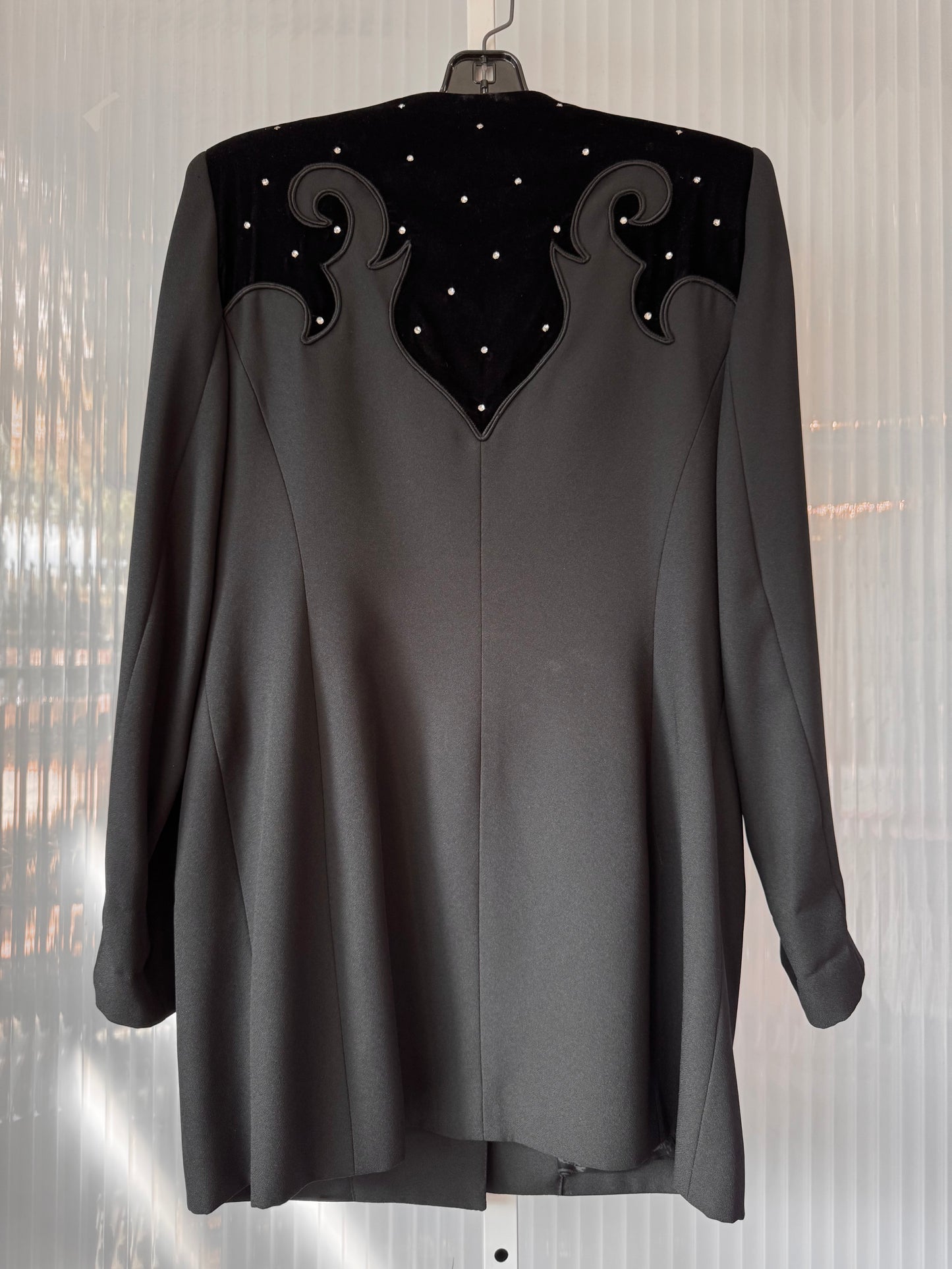 Black Velvet Rhinestone Blazer + Dress Set