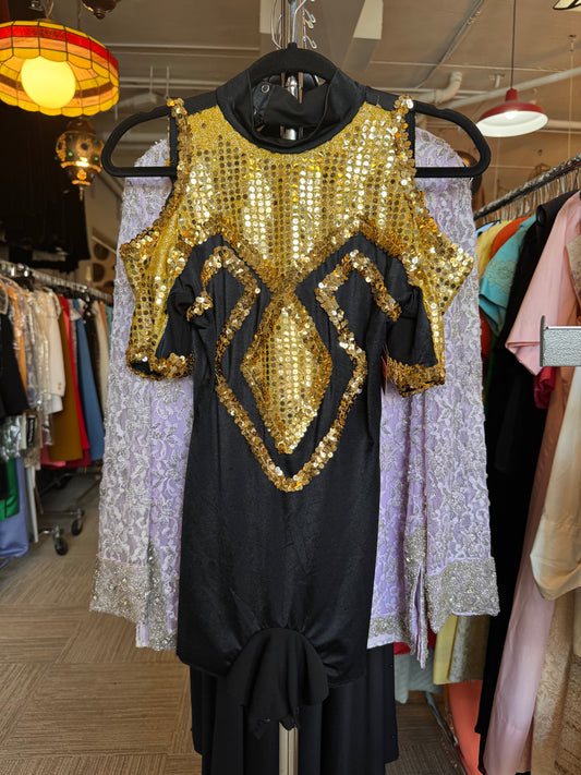 Black & Gold Sequin Leotard
