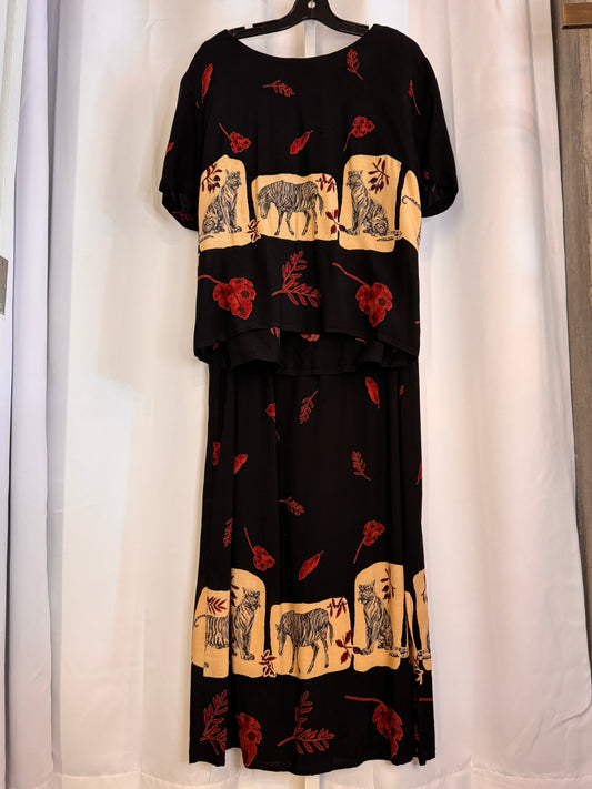1990s Black & Tan Wild Animal Print Set