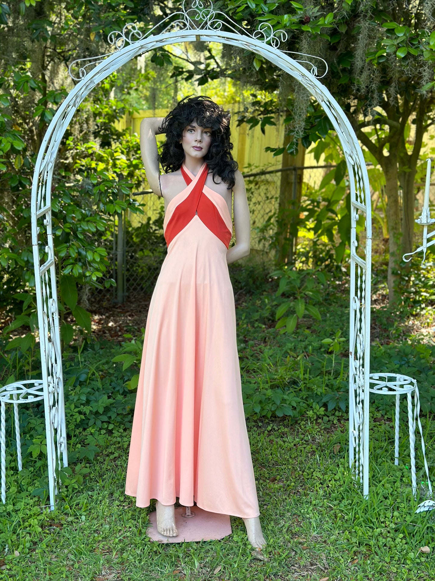 1970’s Color Block Dual-Toned Peach Maxi