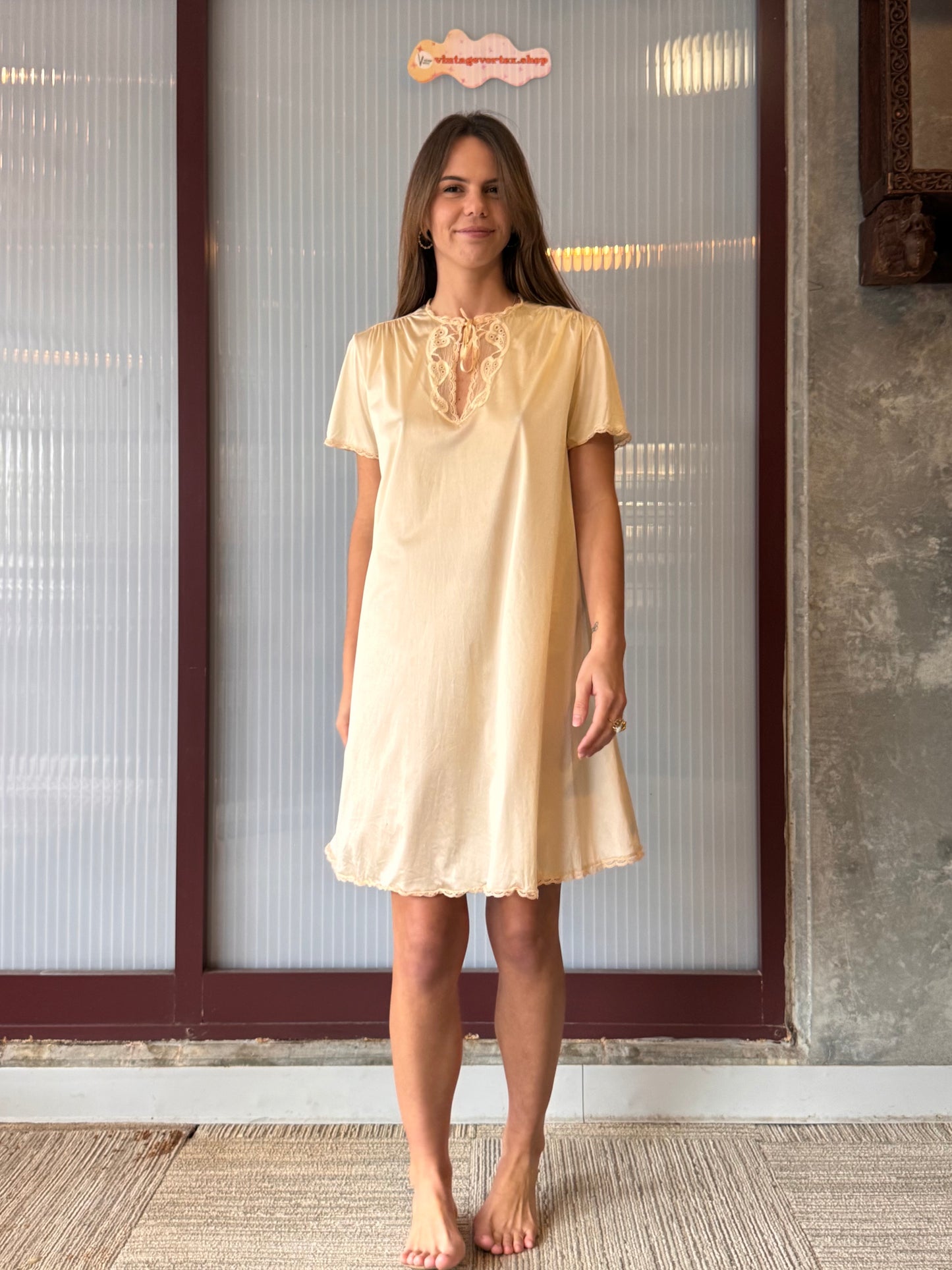 1980s Vanity Fair Cream Nightgown