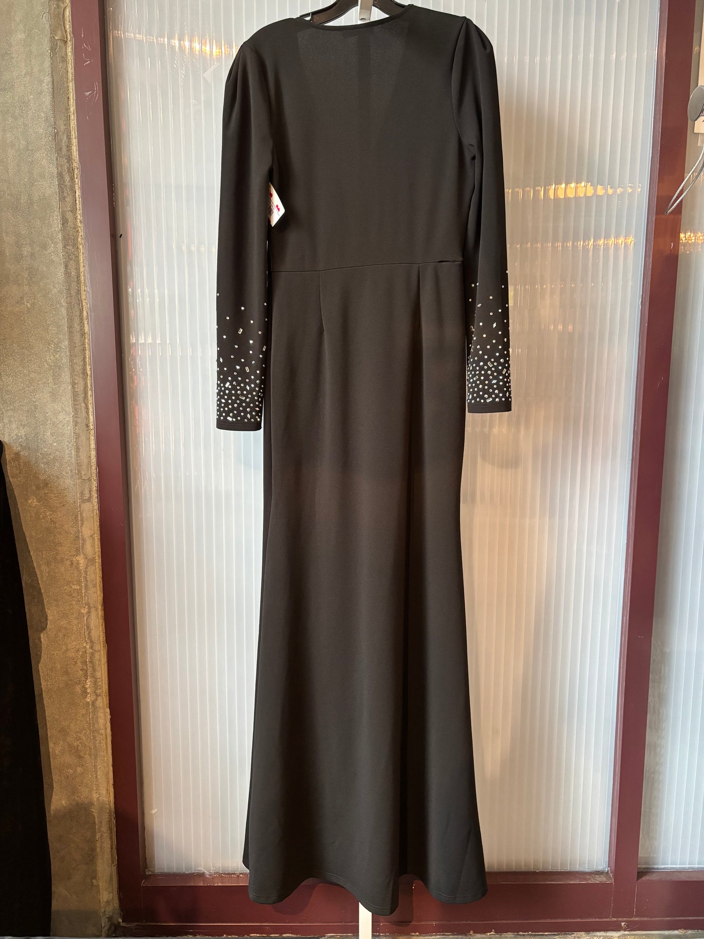 Banjul Sexy Black Slit Gown w/ Beading