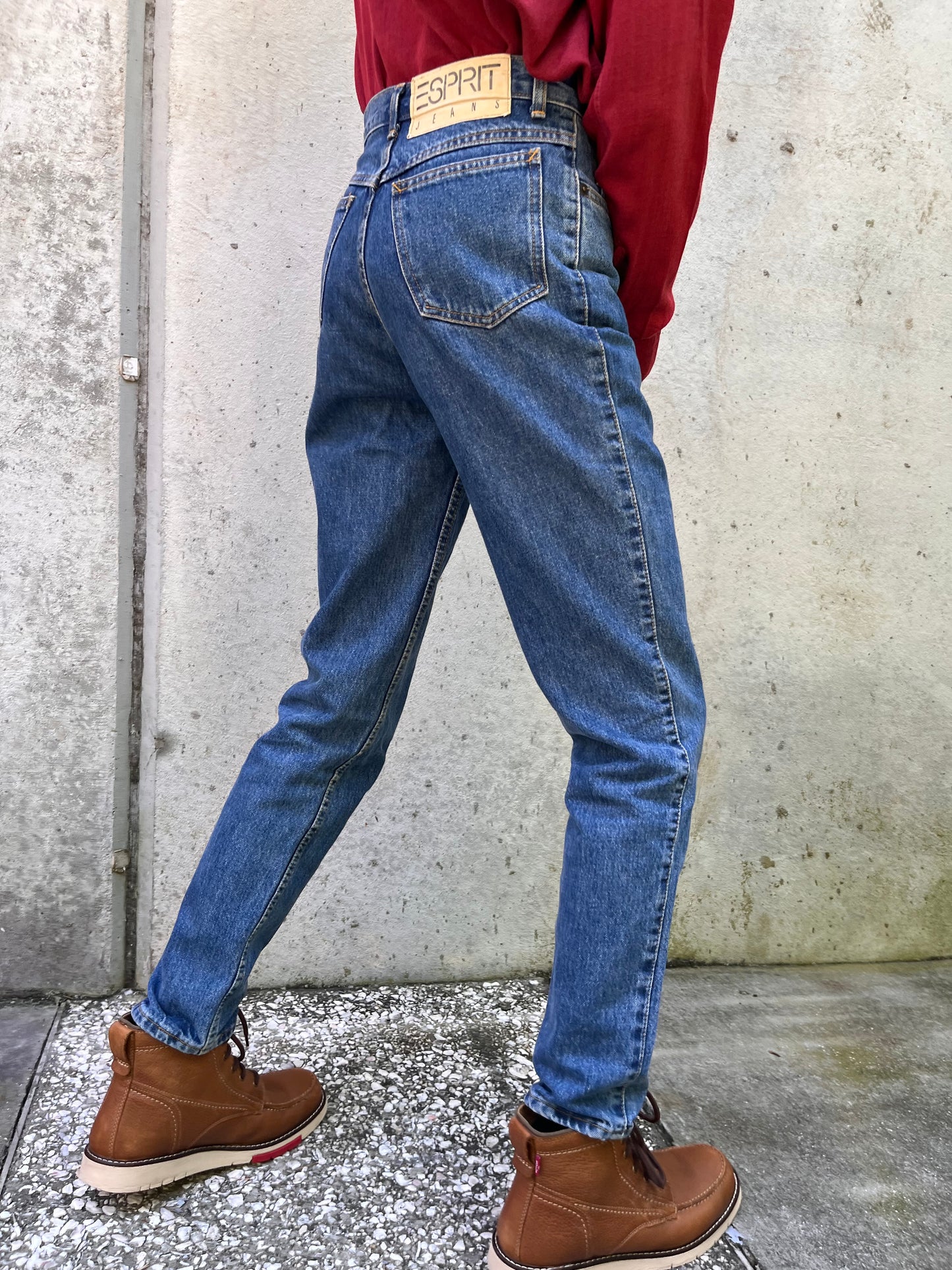 1990s Esprit Medium-Wash High-Waisted Taper Jeans