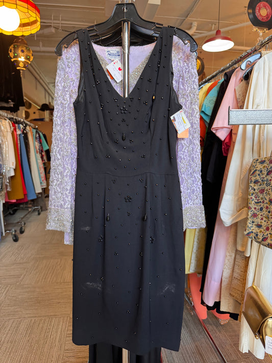 1950s Black Beaded Dress