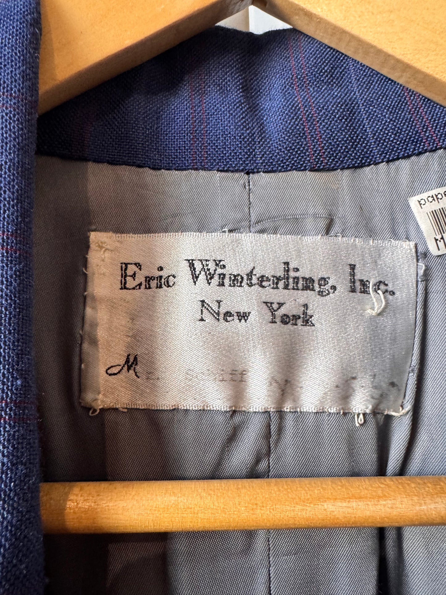 1960s Blue with Red & Gray Pinstripe Suit Jacket